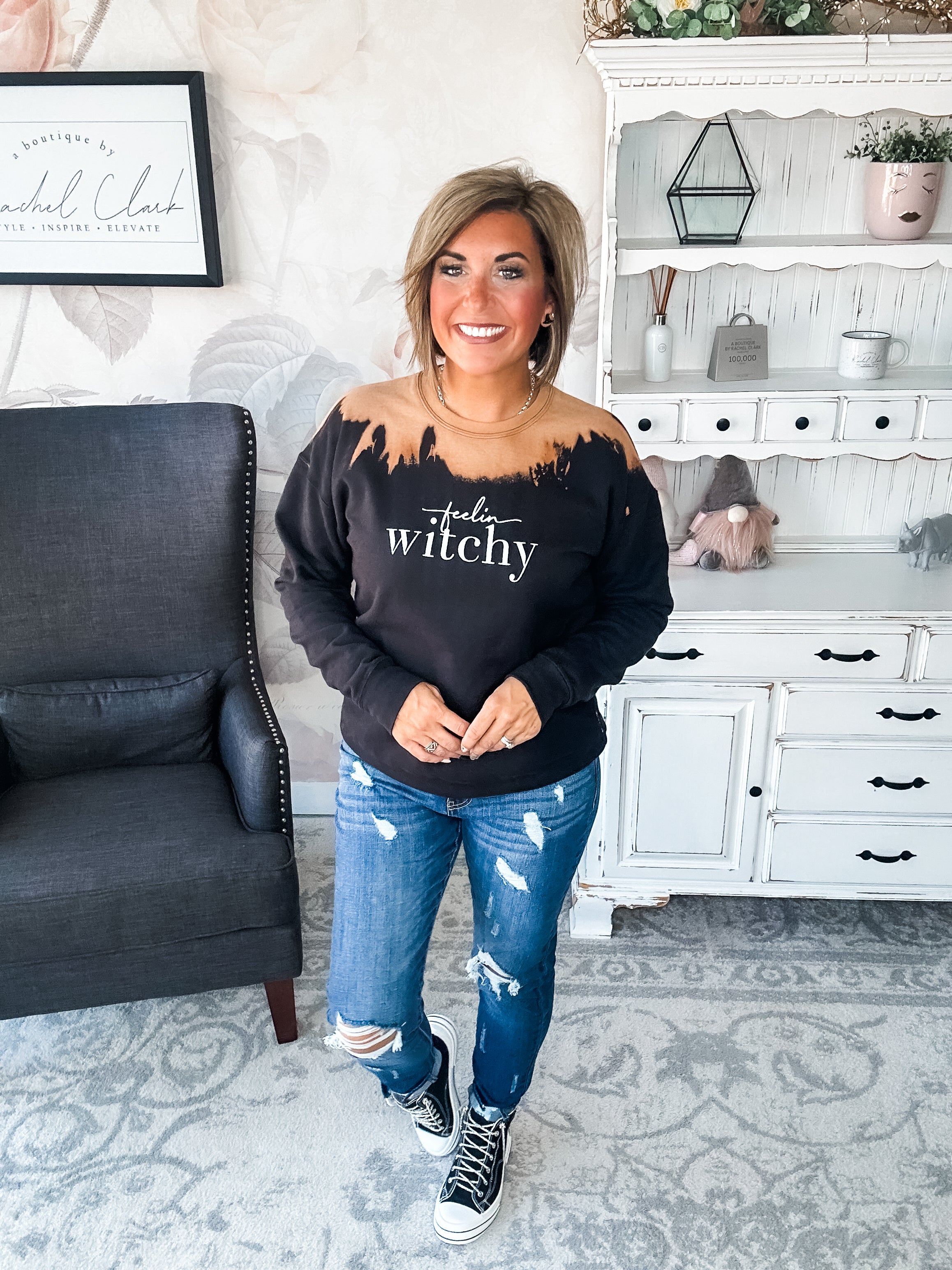 Feelin' Witchy Bleached Sweatshirt