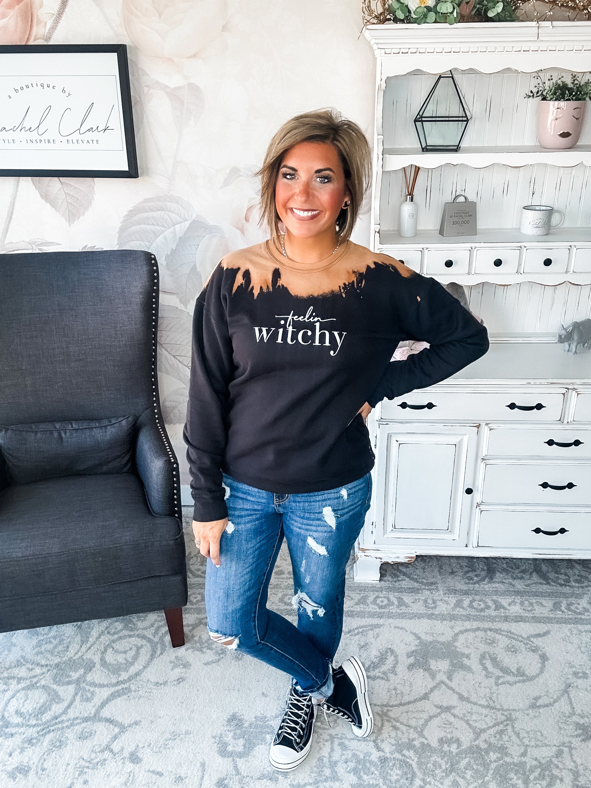 Feelin' Witchy Bleached Sweatshirt