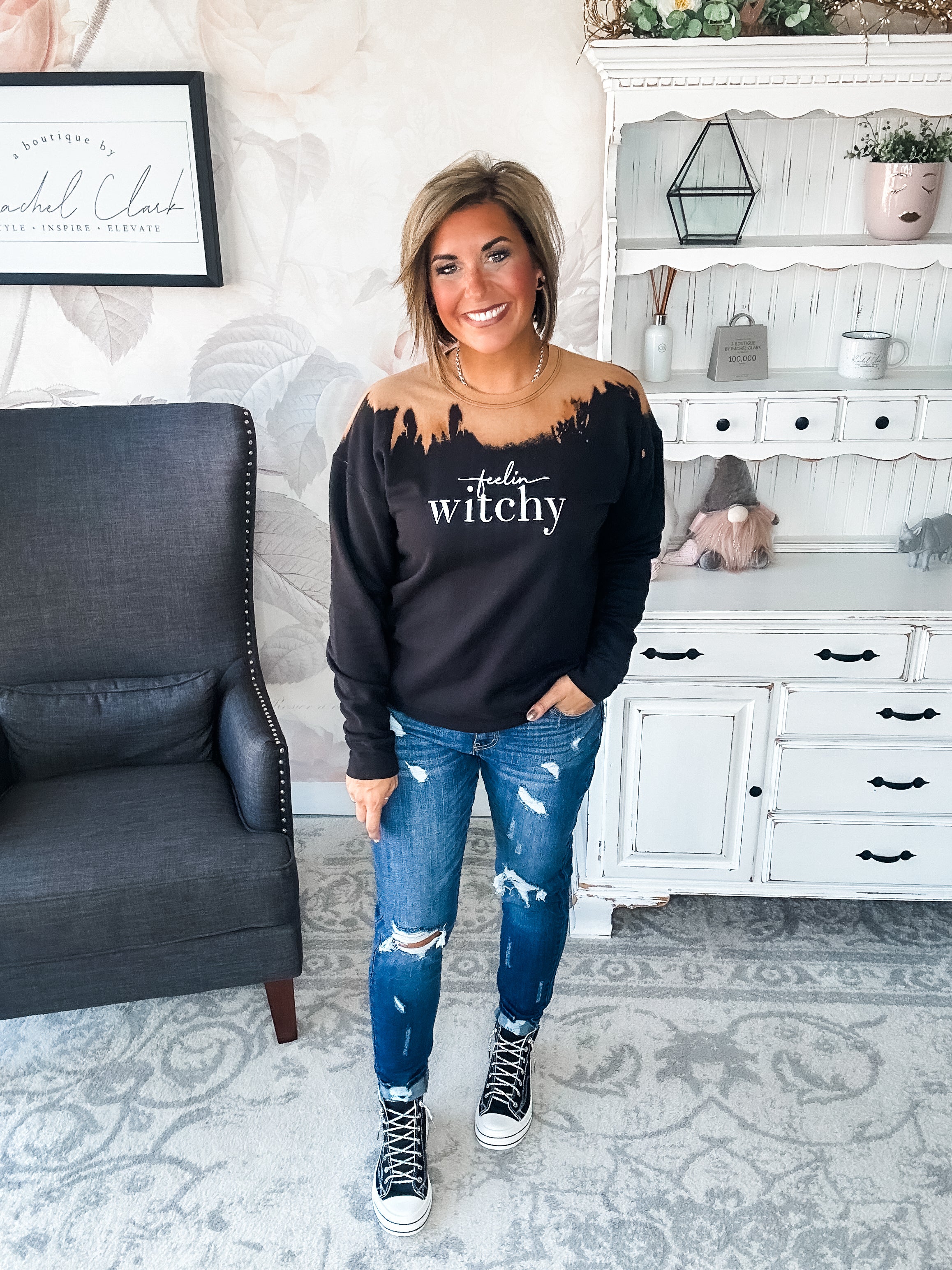 Feelin' Witchy Bleached Sweatshirt