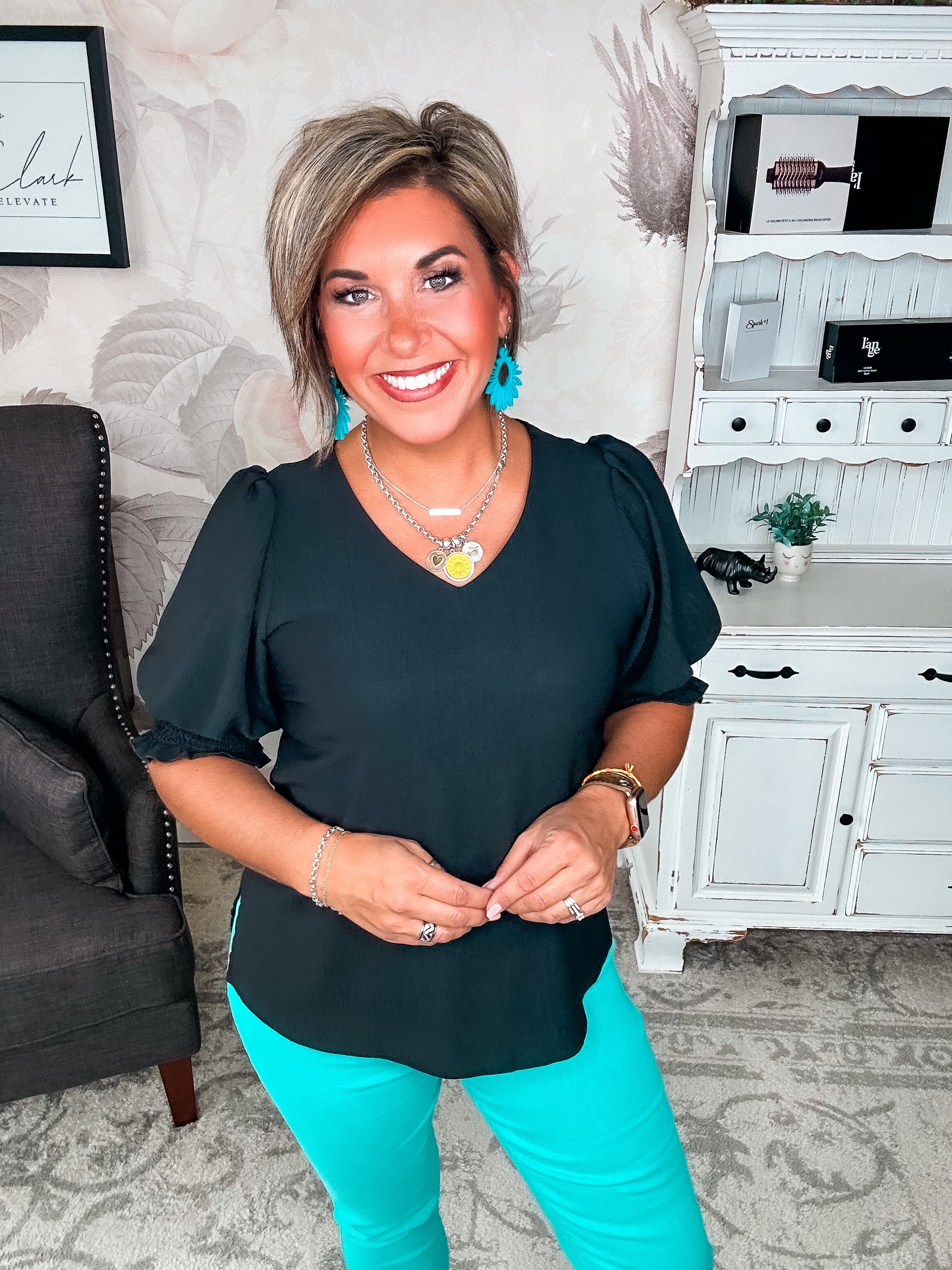 Back To Your Roots Puff Sleeve Top - Black