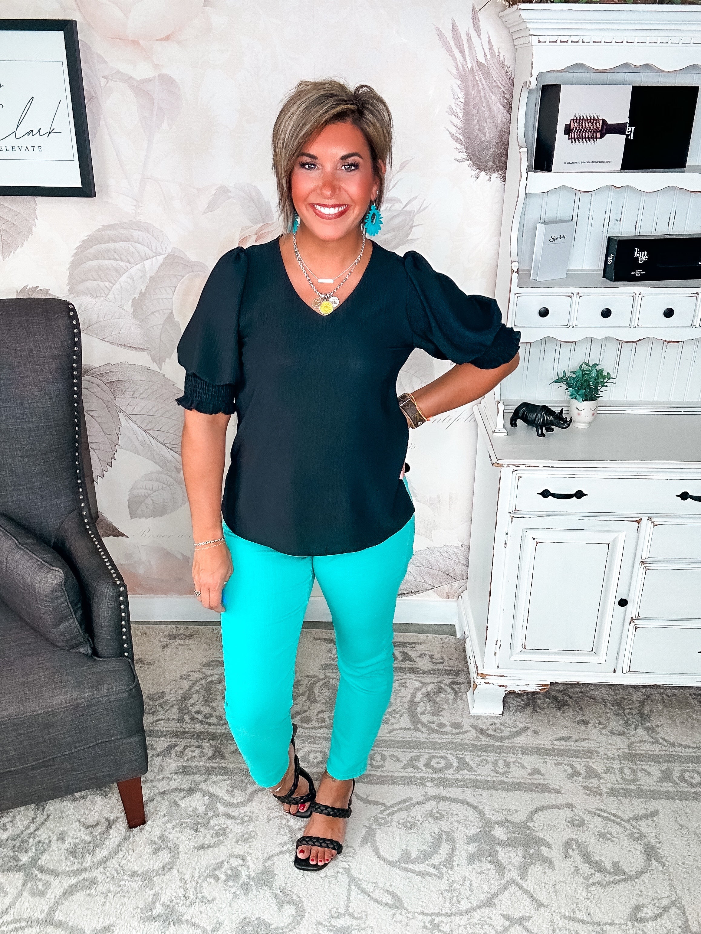 Back To Your Roots Puff Sleeve Top - Black