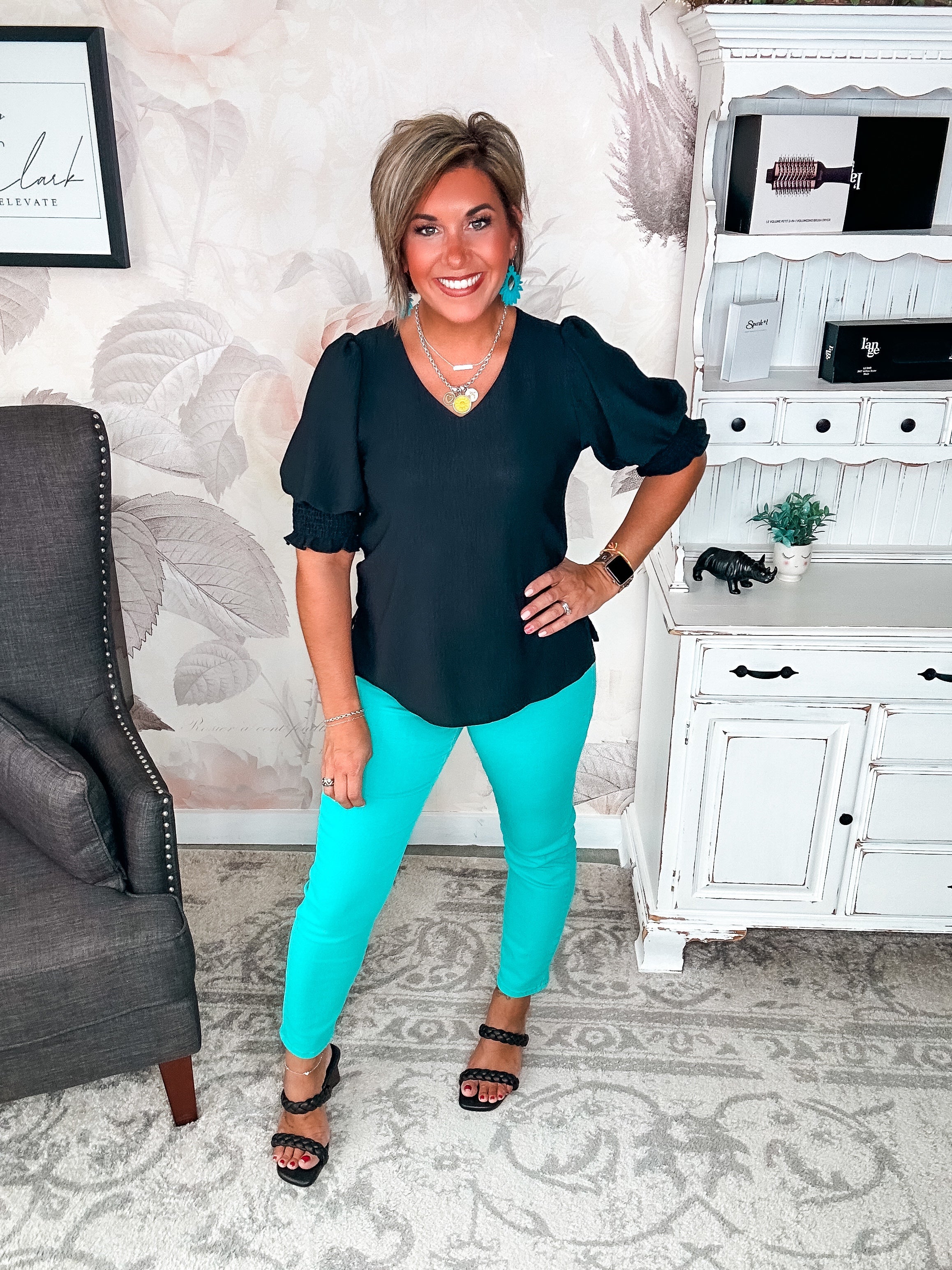 Back To Your Roots Puff Sleeve Top - Black