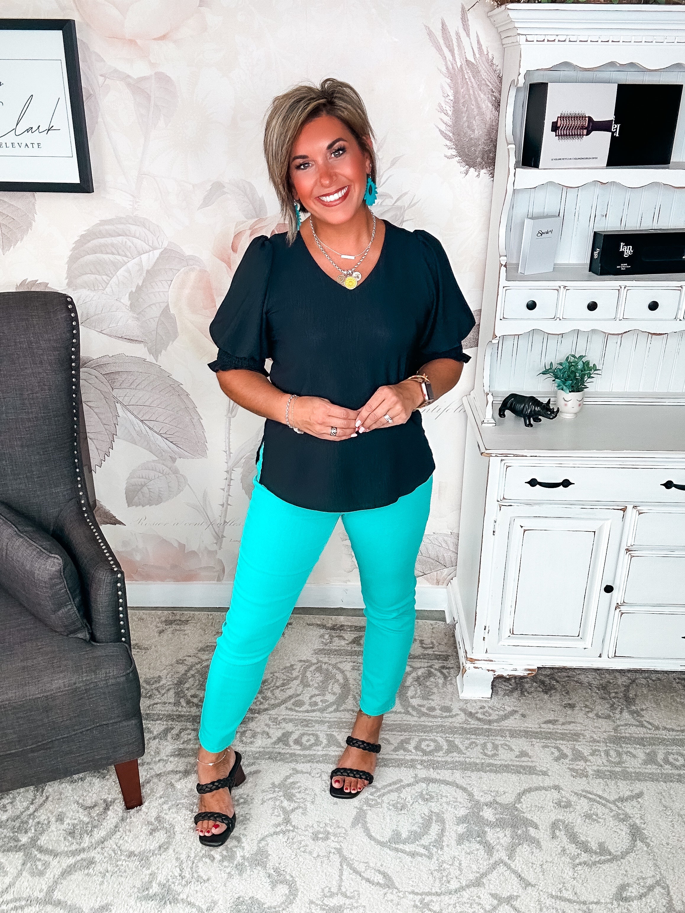 Back To Your Roots Puff Sleeve Top - Black