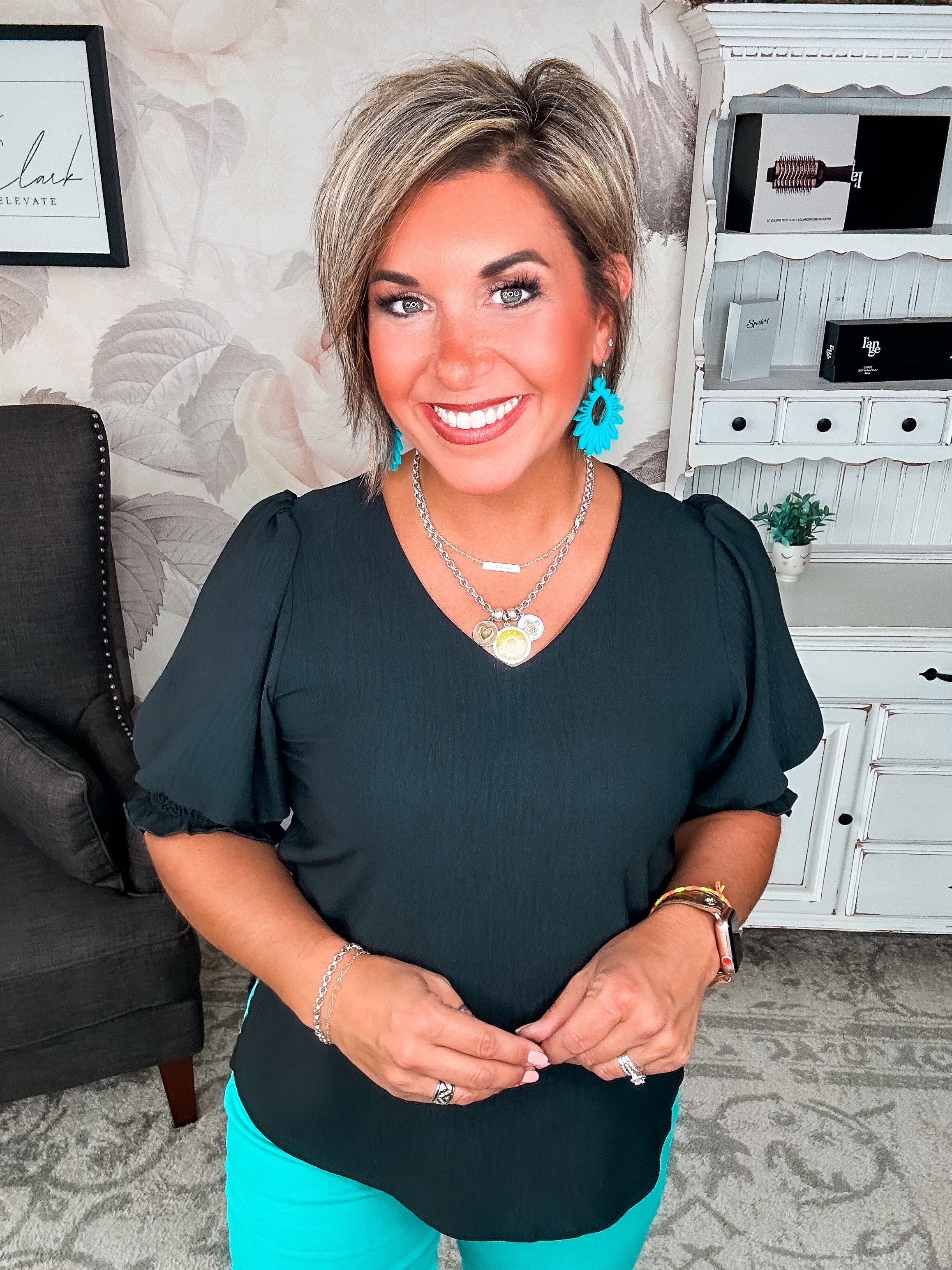 Back To Your Roots Puff Sleeve Top - Black