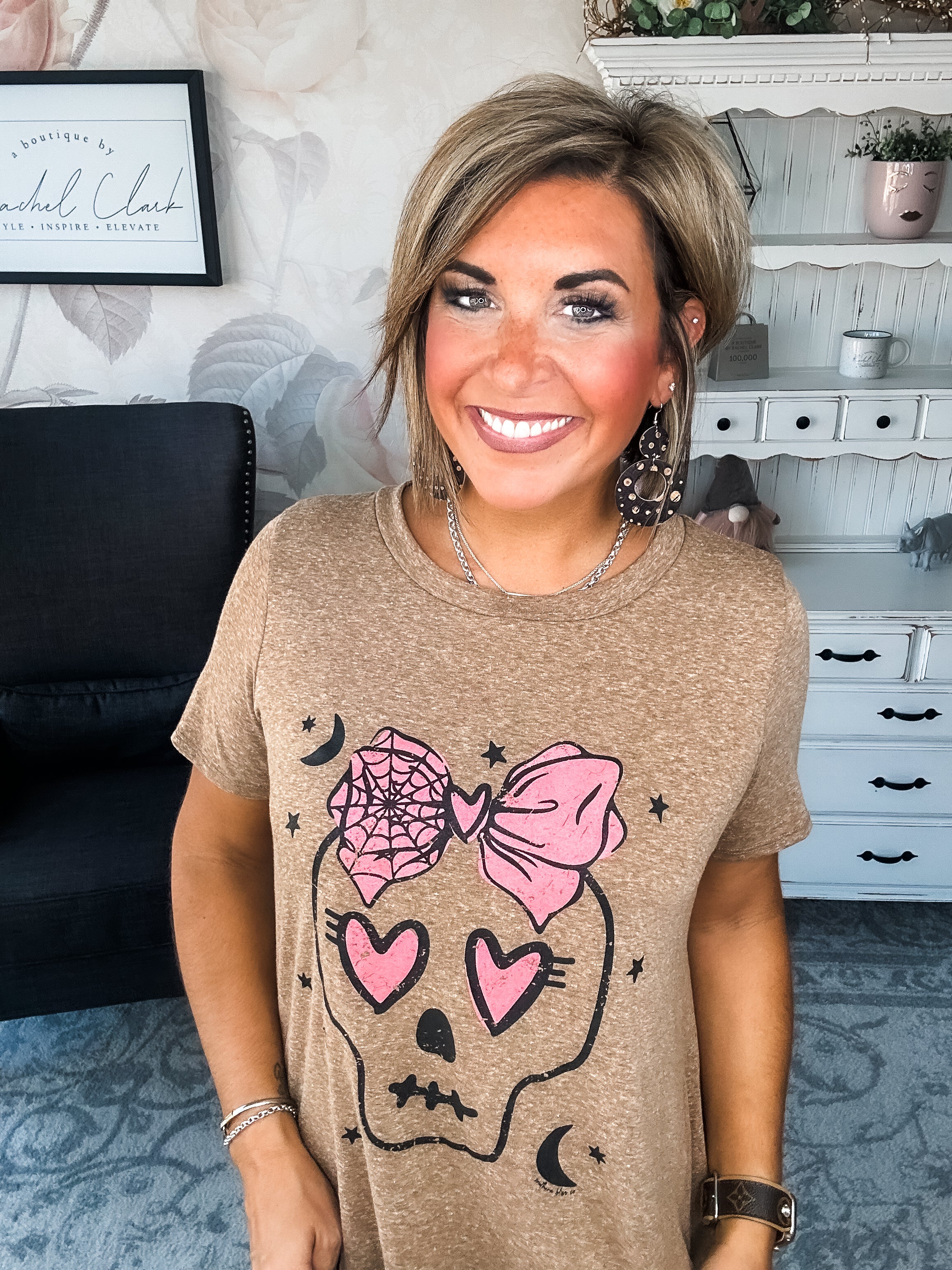 Boujee Skull Scoop Neck Graphic Tee