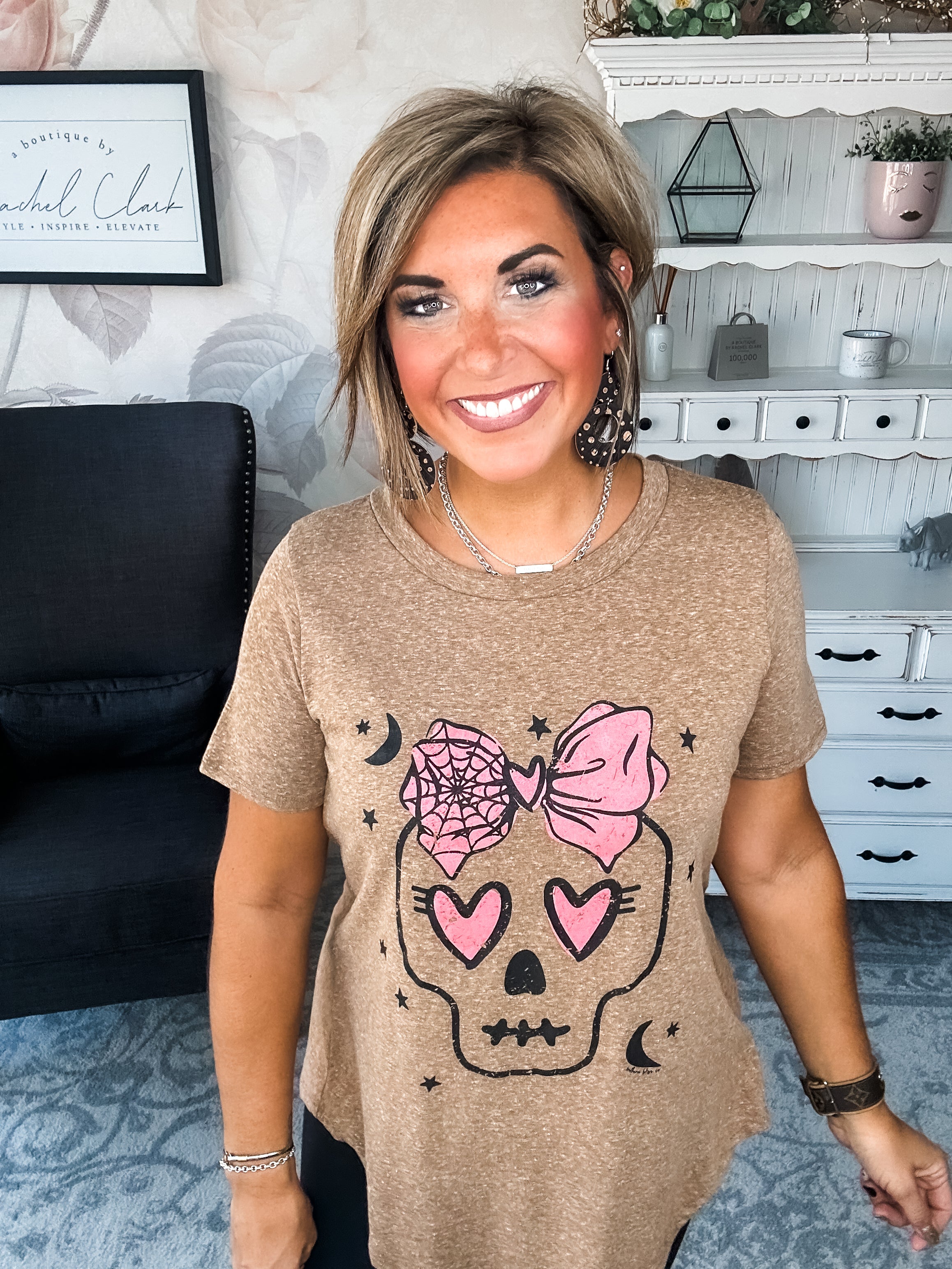 Boujee Skull Scoop Neck Graphic Tee