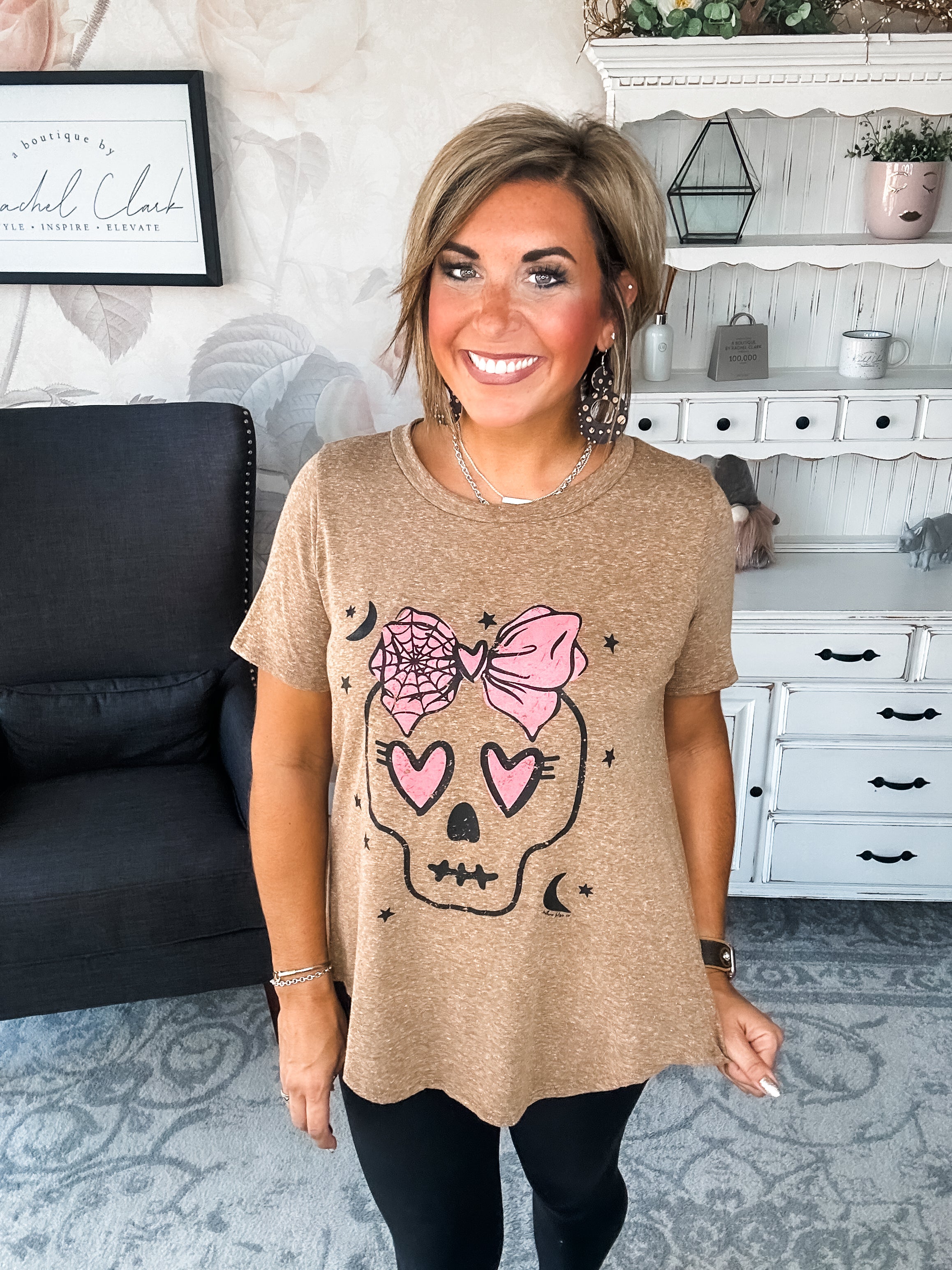 Boujee Skull Scoop Neck Graphic Tee