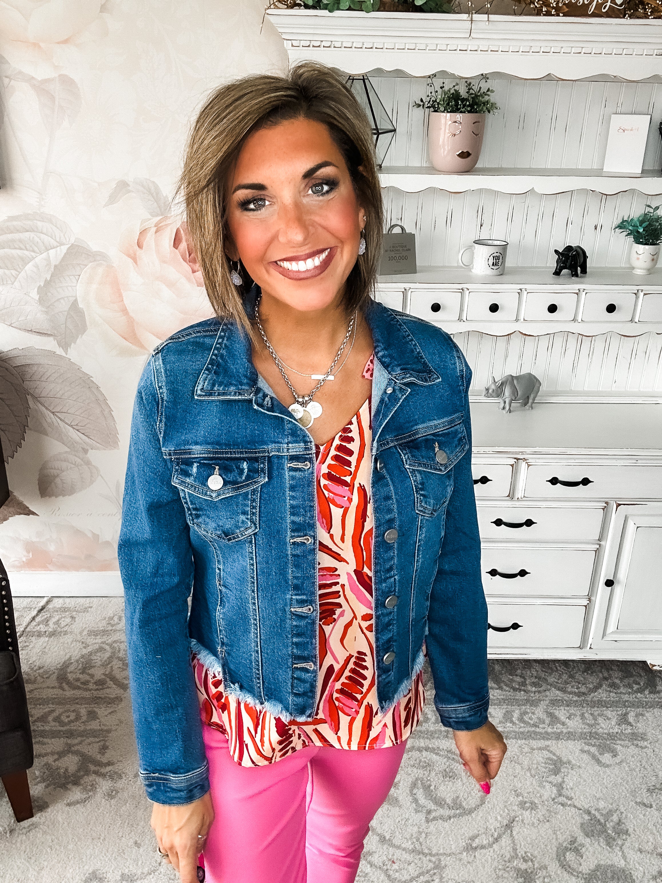 Back It Up Fray Hem Jean Jacket - Medium Wash