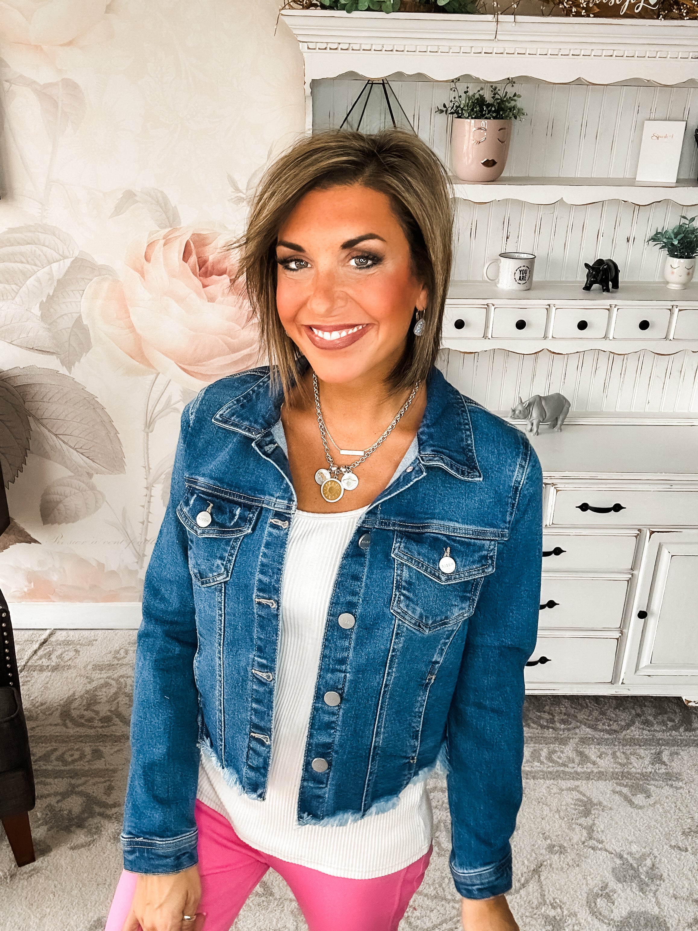 Back It Up Fray Hem Jean Jacket - Medium Wash