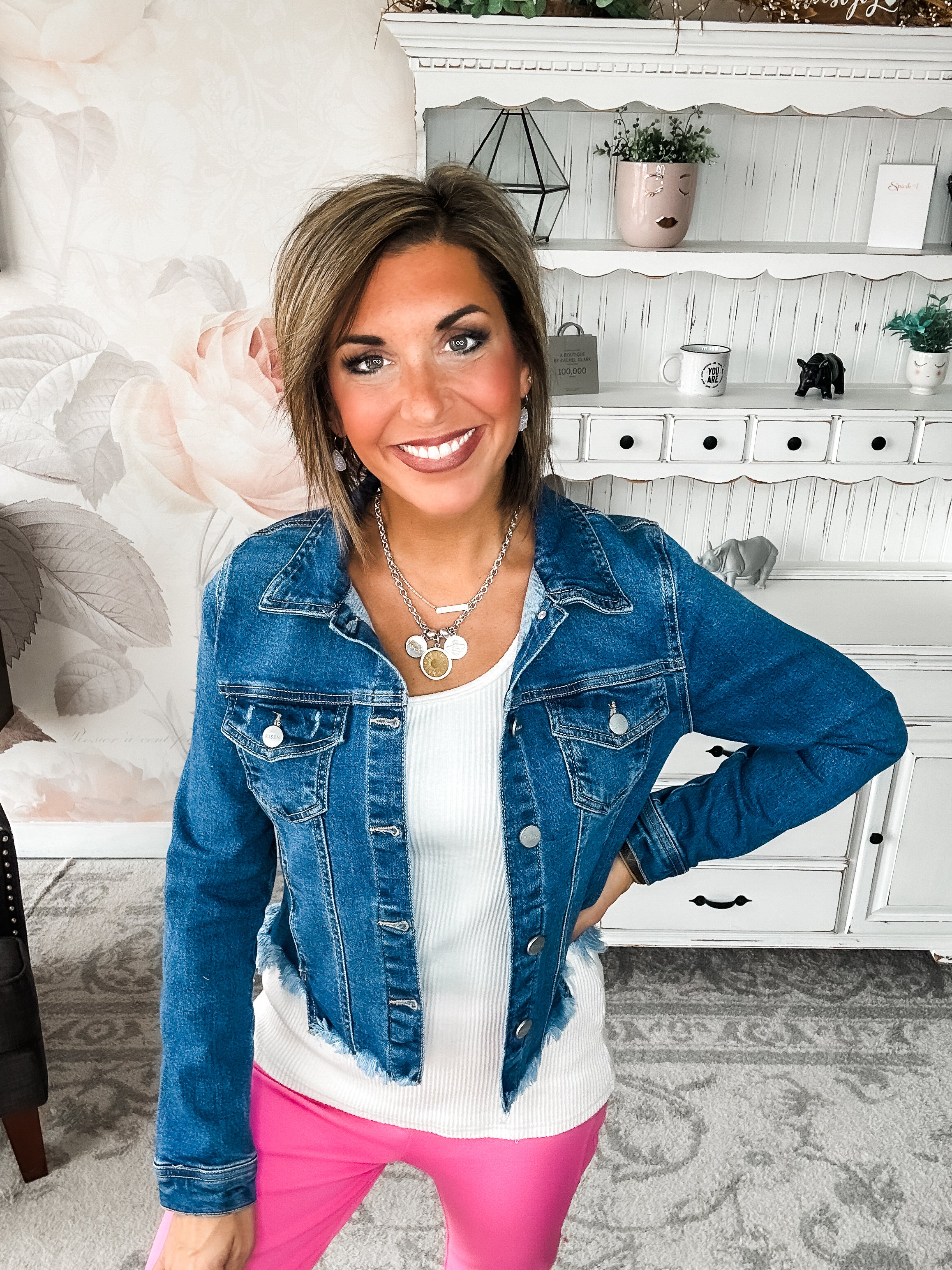 Back It Up Fray Hem Jean Jacket - Medium Wash