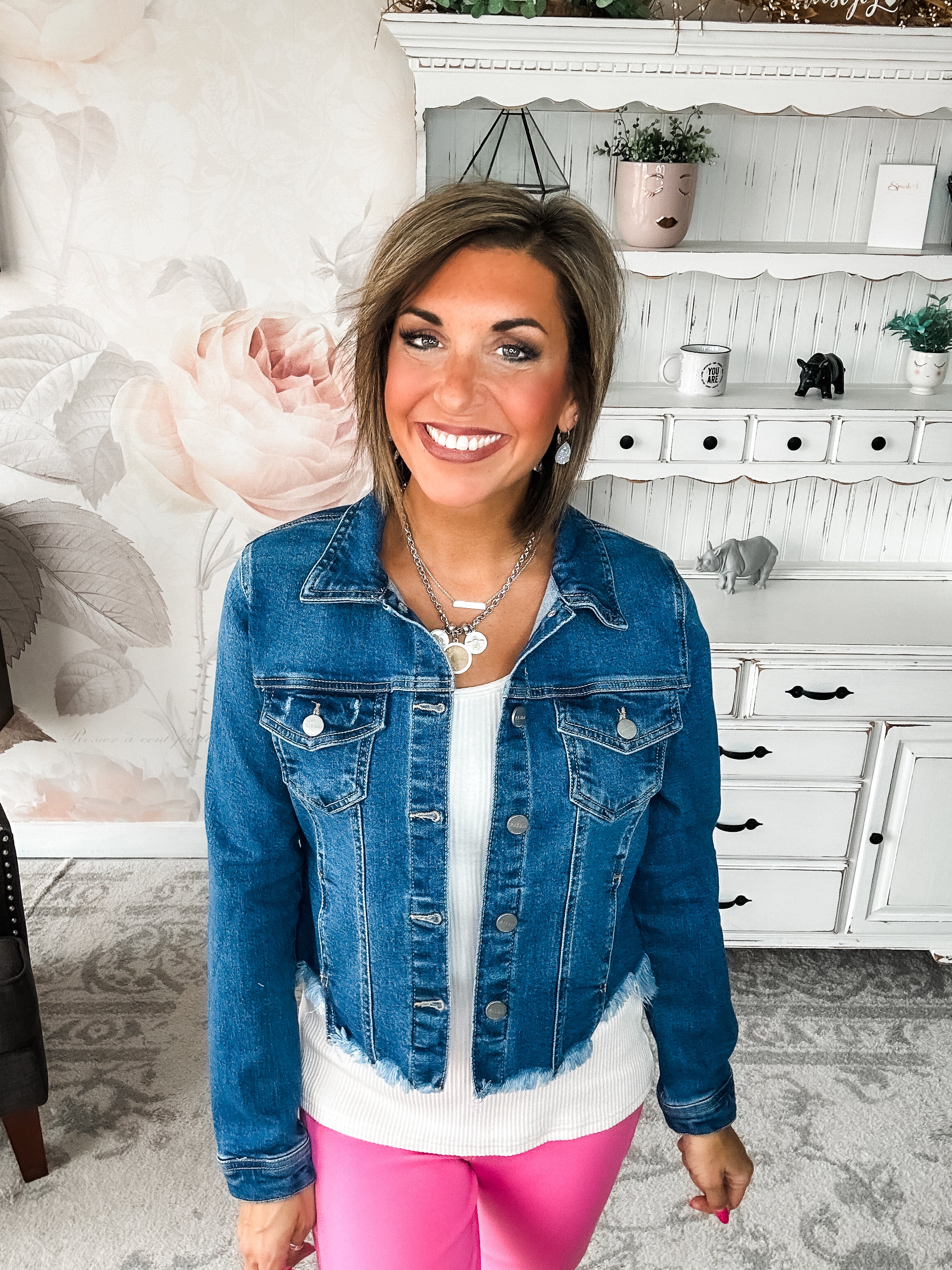 Back It Up Fray Hem Jean Jacket - Medium Wash