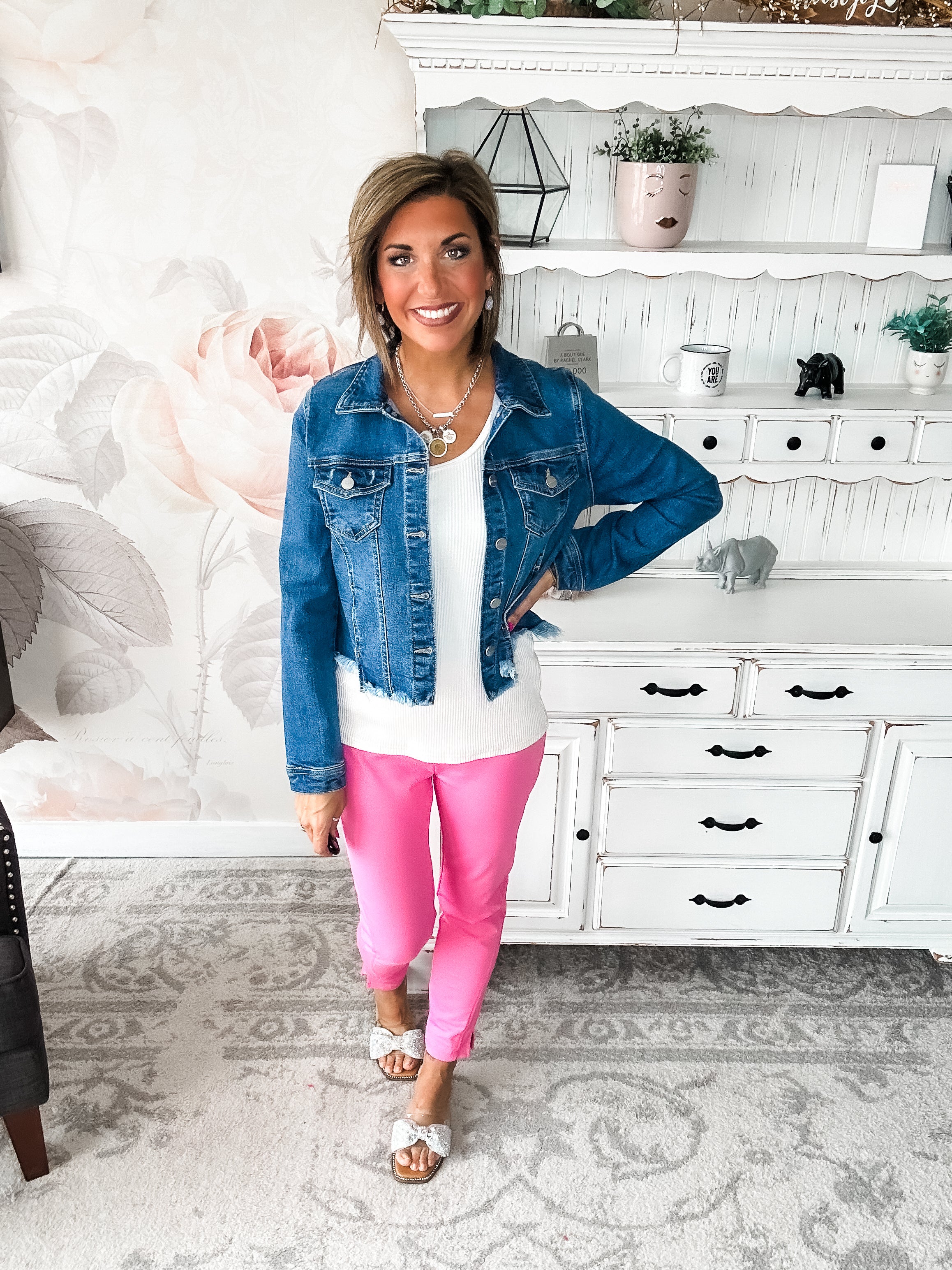 Back It Up Fray Hem Jean Jacket - Medium Wash