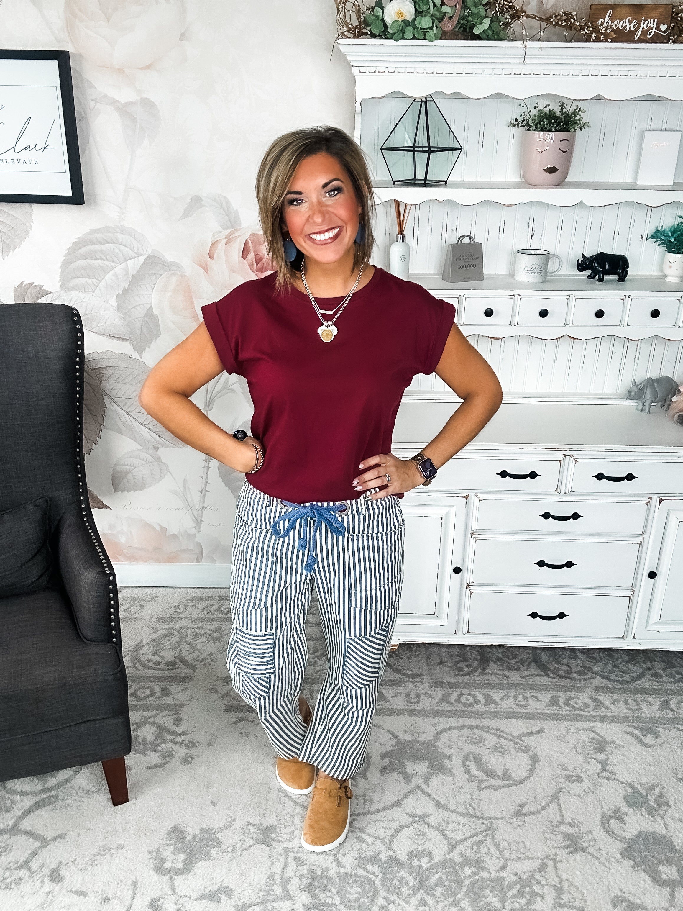 Up All Night Short Sleeve Tee- Cabernet