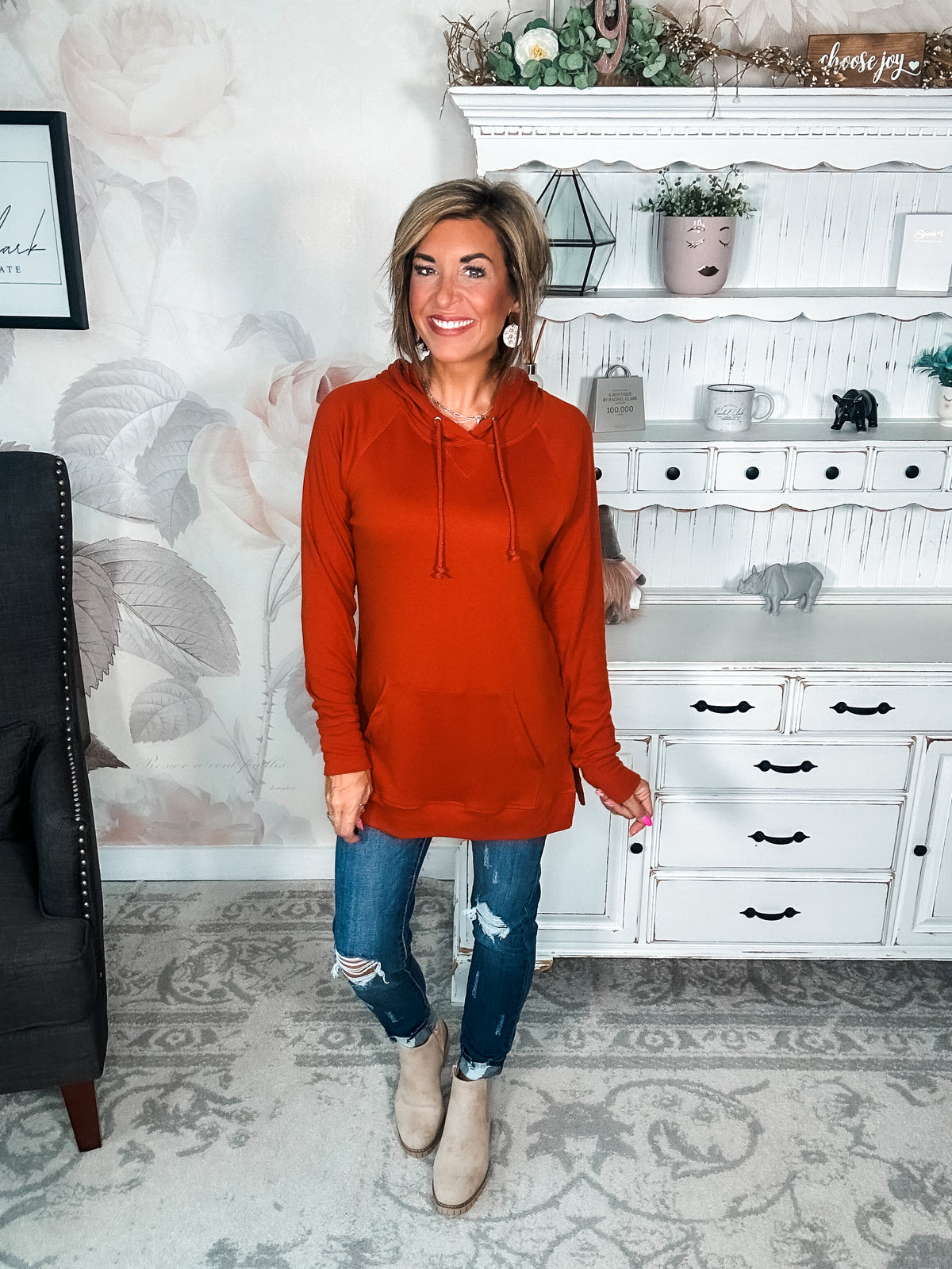 Ampersand Avenue SideSlit Hoodie - Blazing Autumn