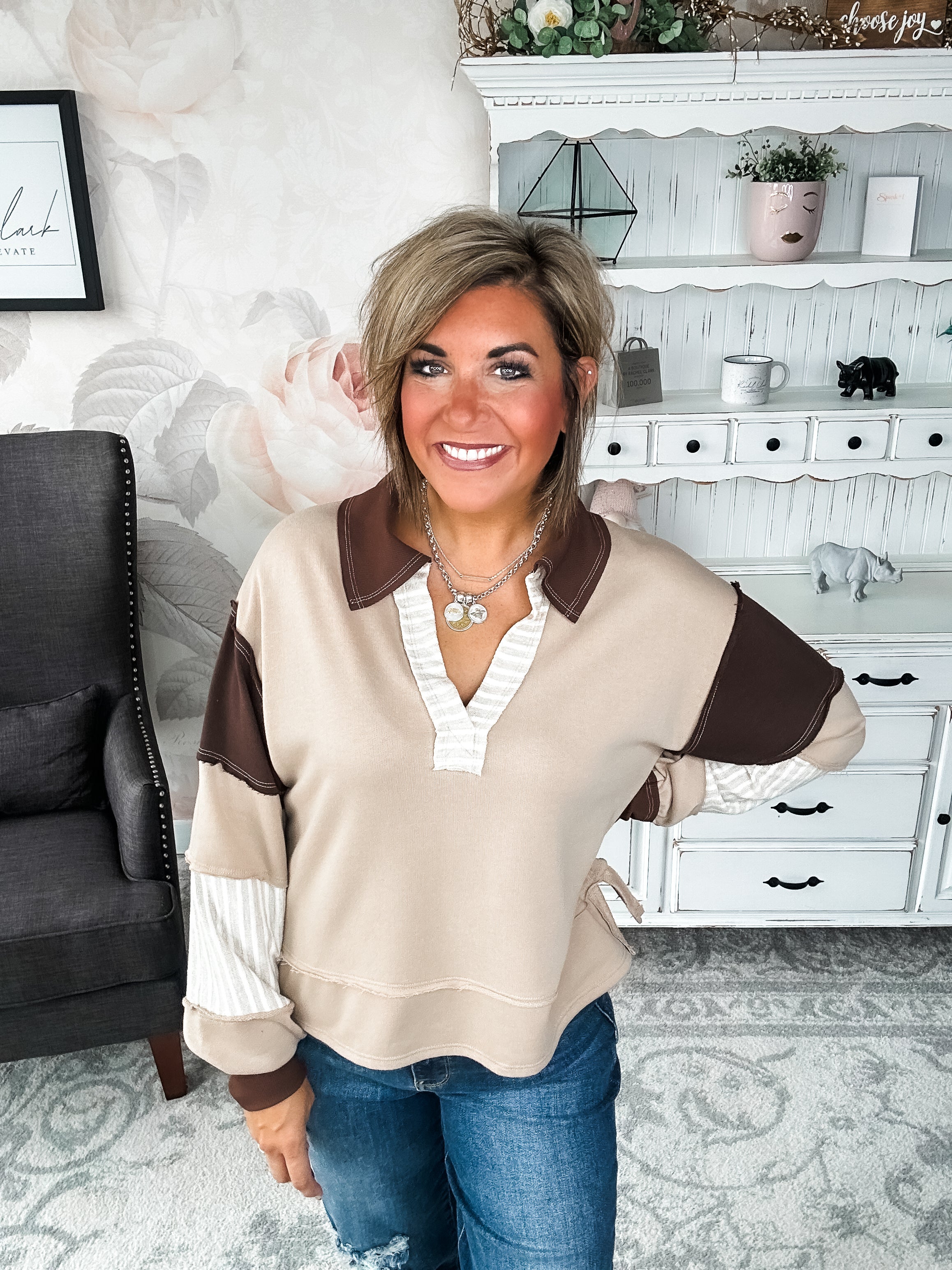 Not Here With Me Pullover - Taupe