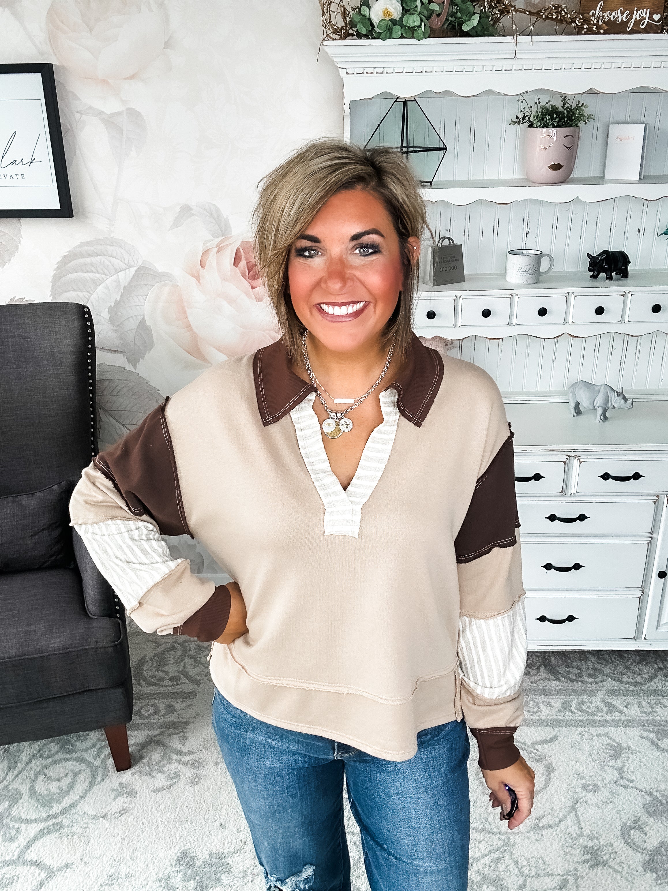 Not Here With Me Pullover - Taupe