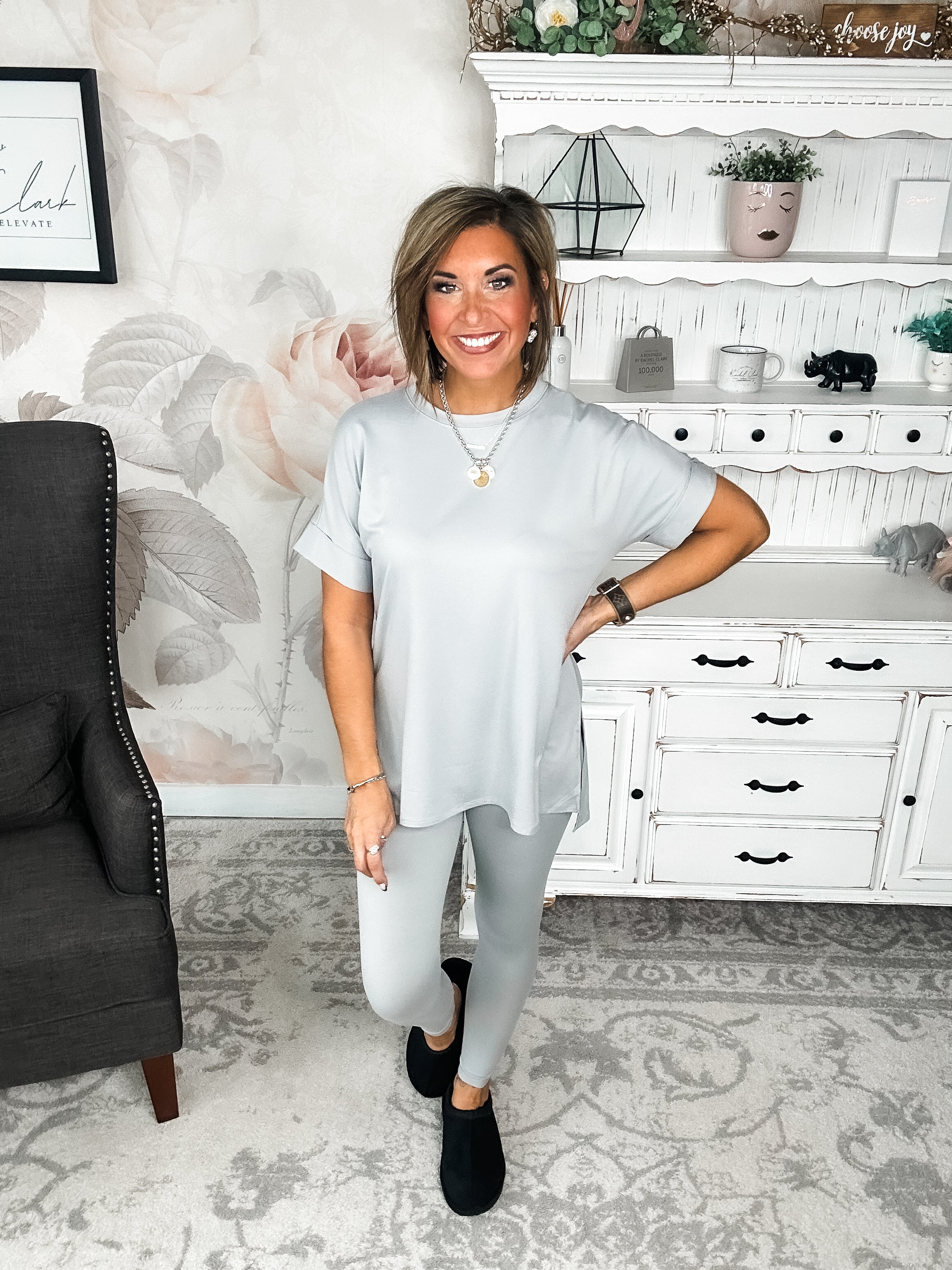 What You've Been Waiting For Lounge Set - Light Grey