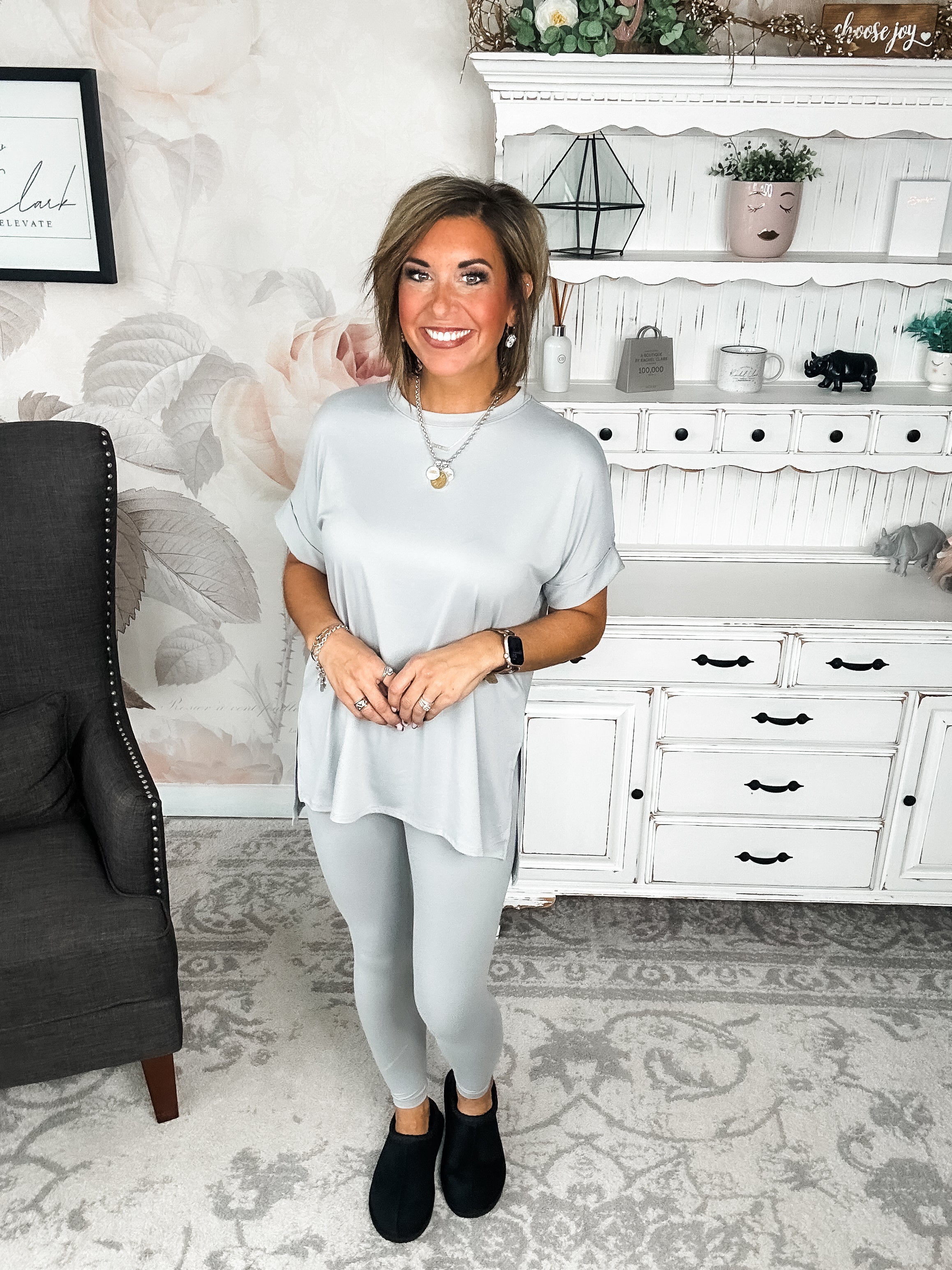 What You've Been Waiting For Lounge Set - Light Grey