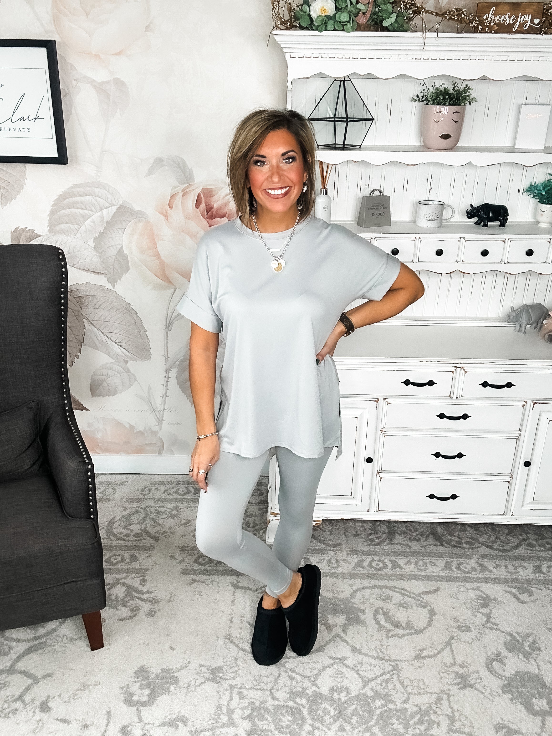 What You've Been Waiting For Lounge Set - Light Grey