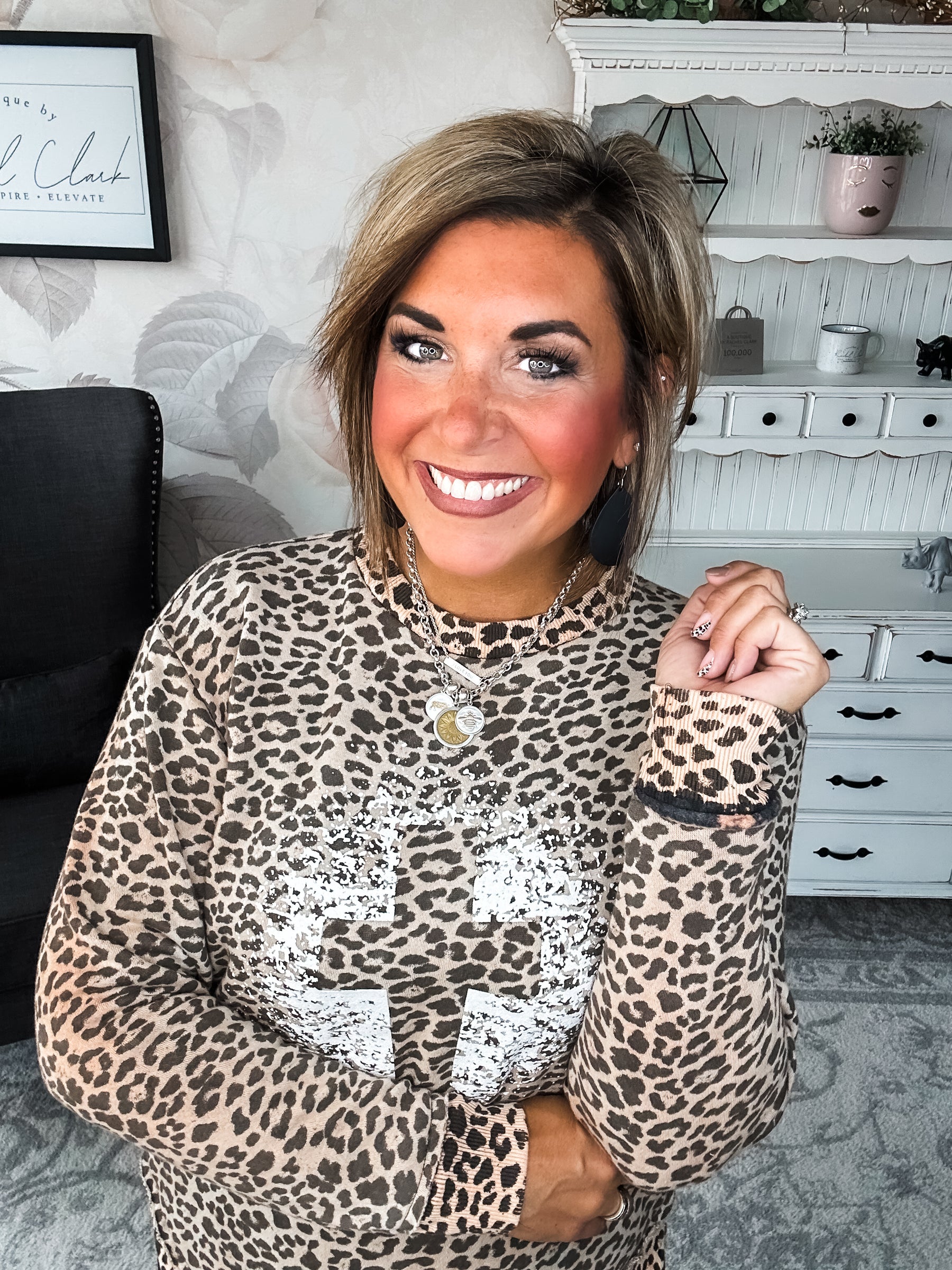 Grunge Cross Leopard Pullover