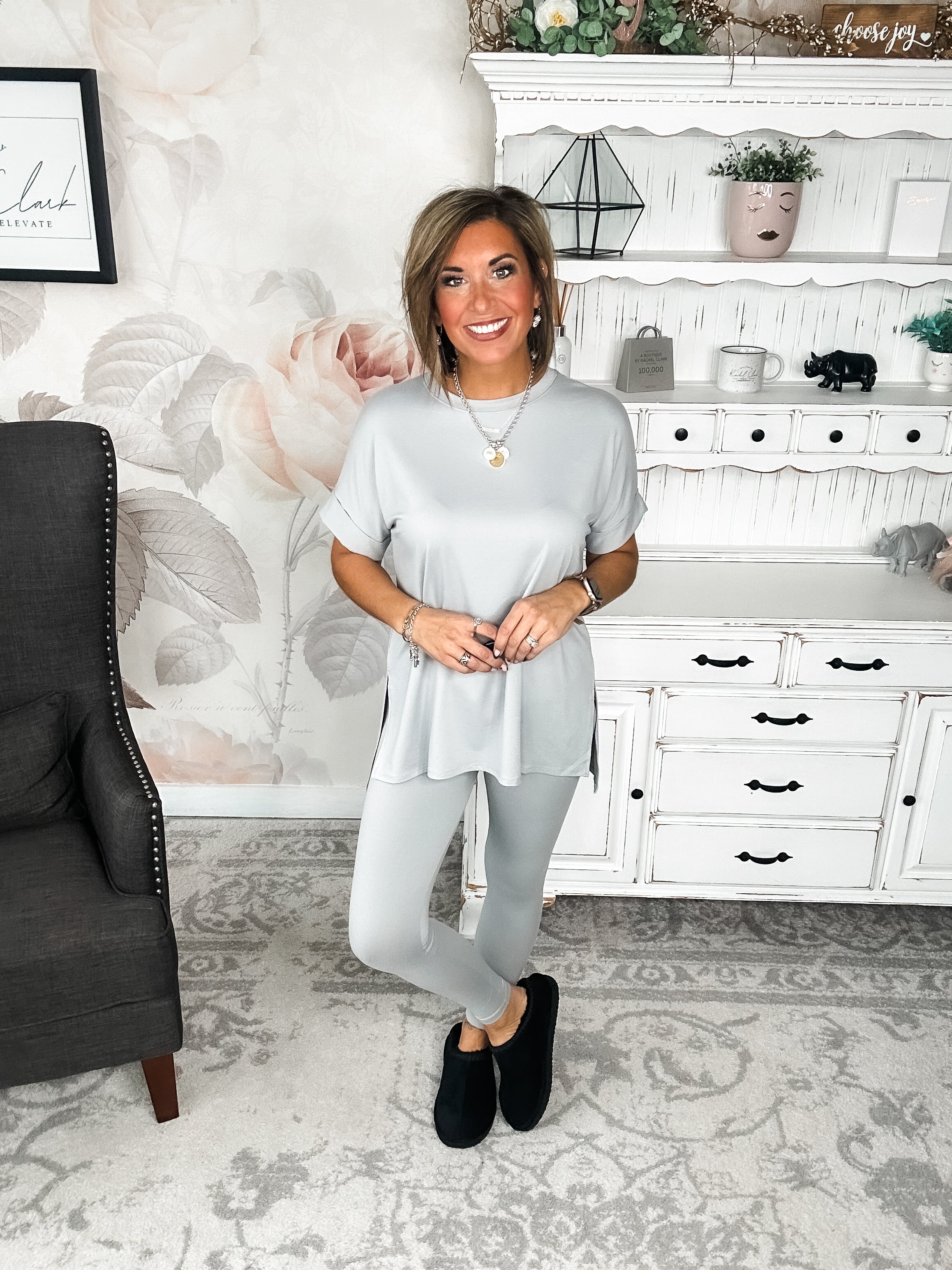 What You've Been Waiting For Lounge Set - Light Grey