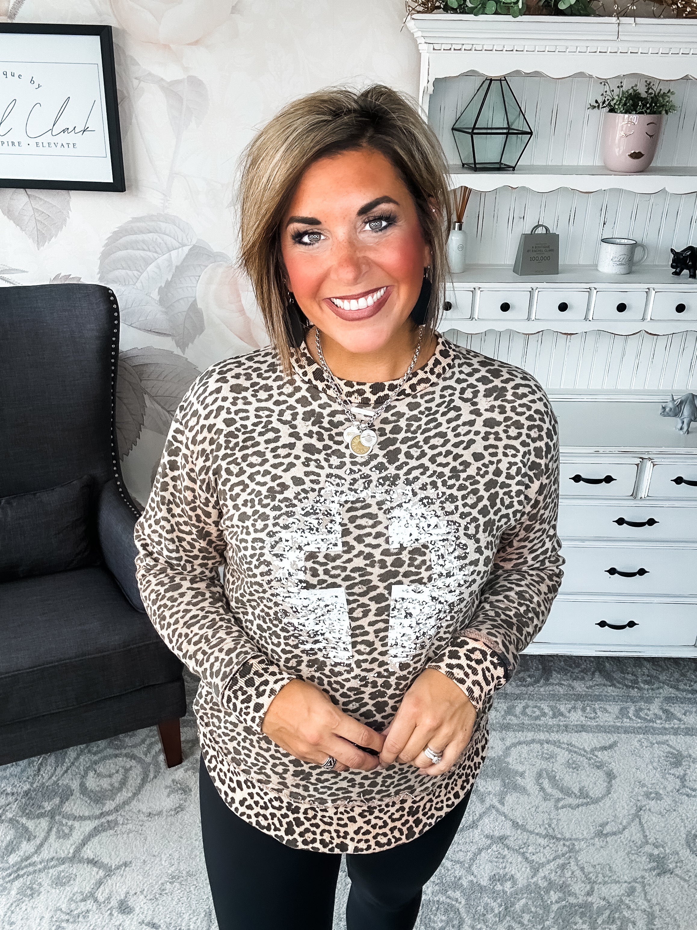 Grunge Cross Leopard Pullover