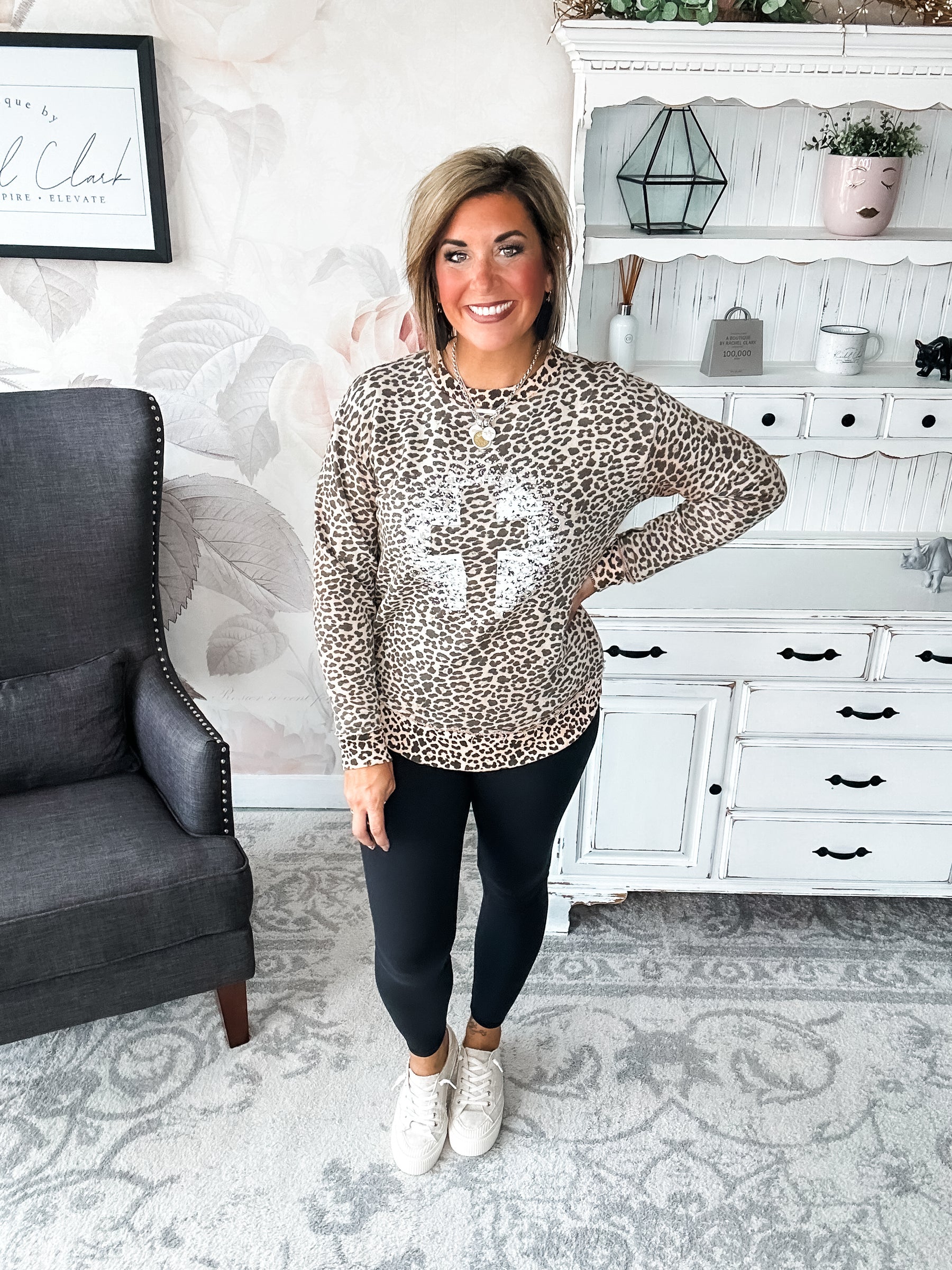 Grunge Cross Leopard Pullover