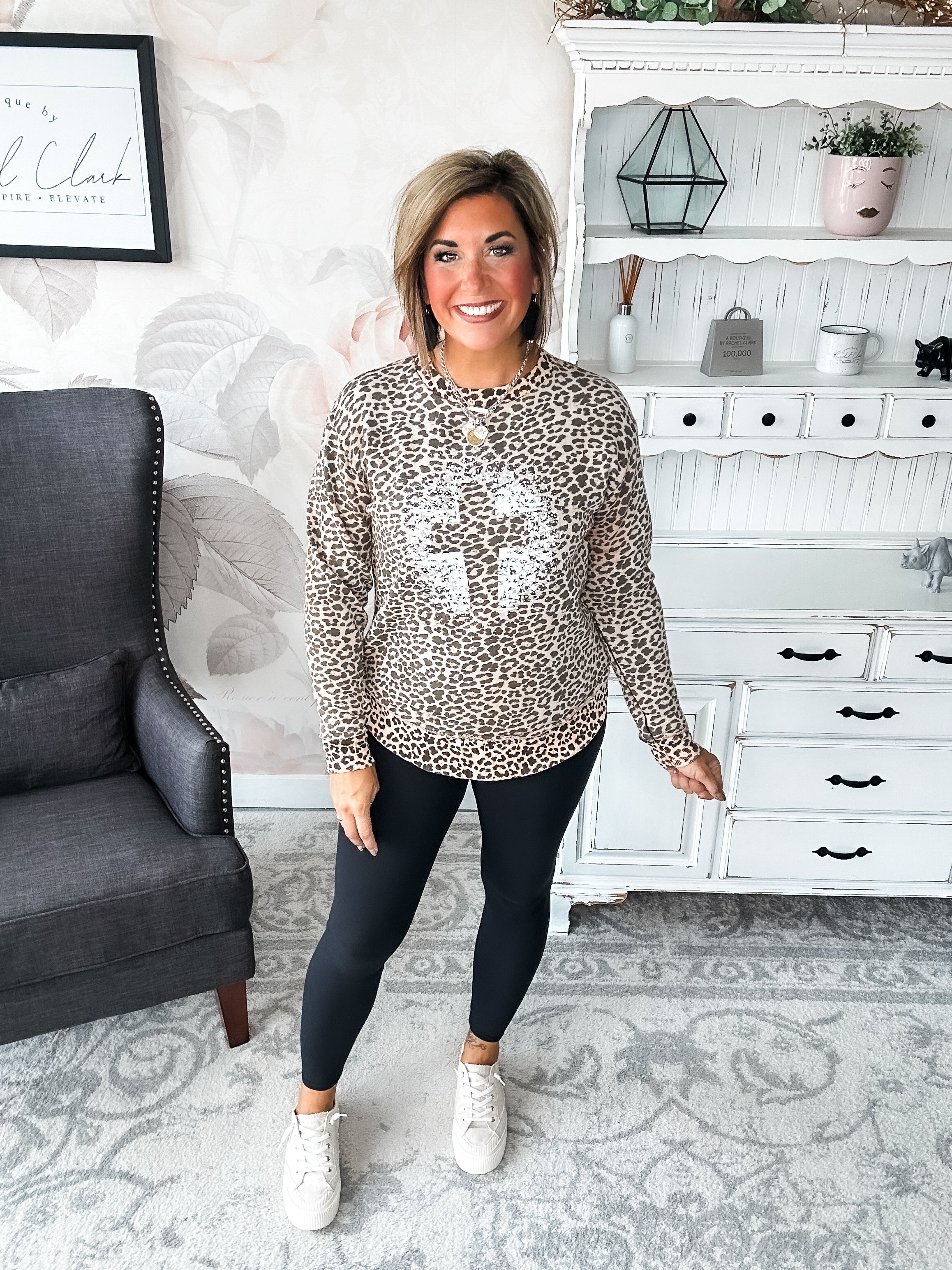 Grunge Cross Leopard Pullover