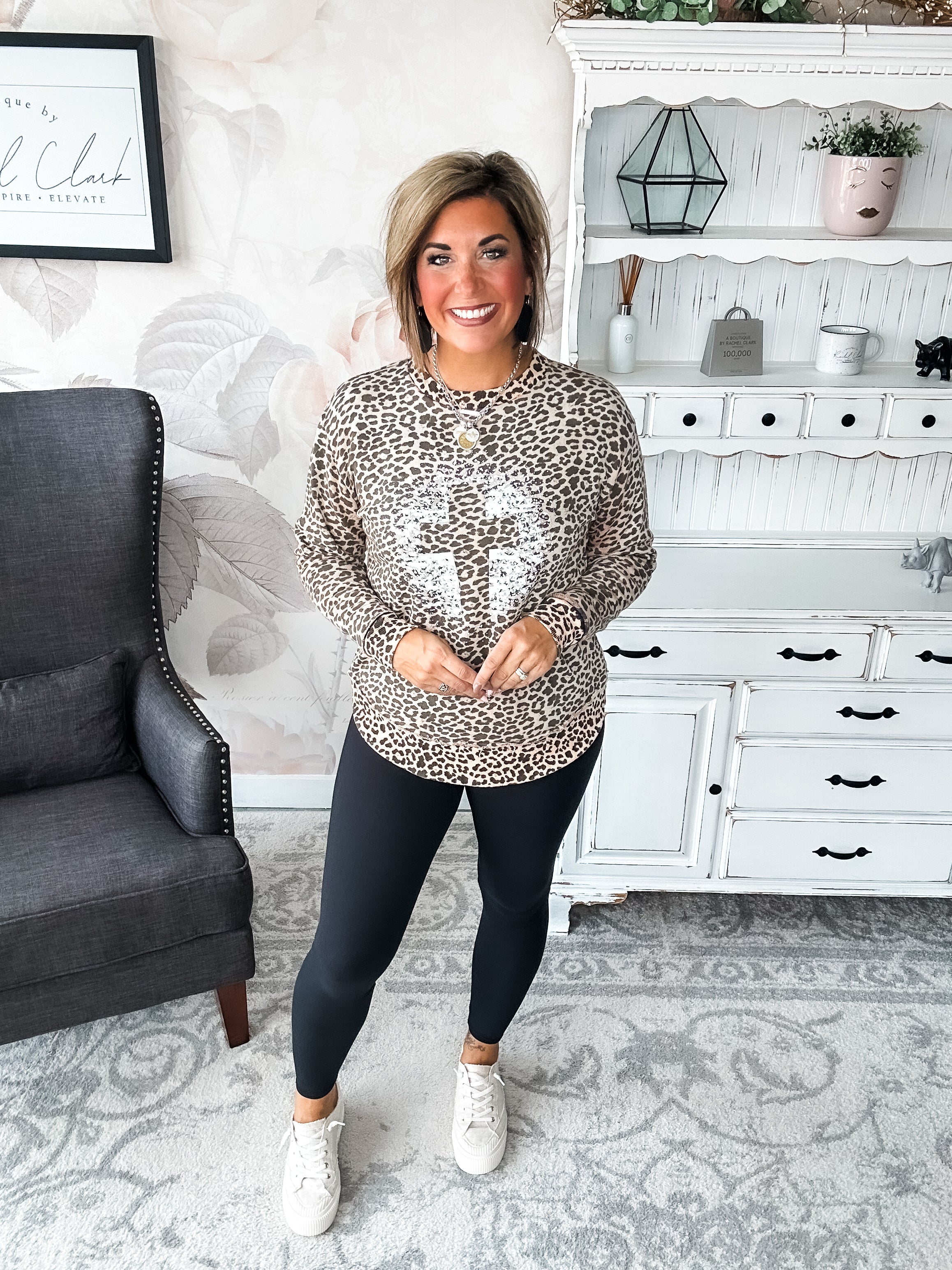 Grunge Cross Leopard Pullover