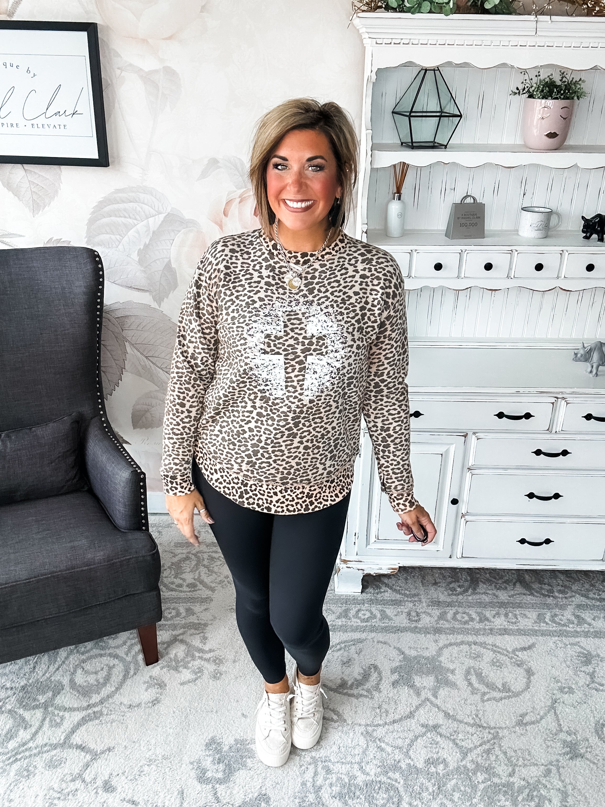 Grunge Cross Leopard Pullover