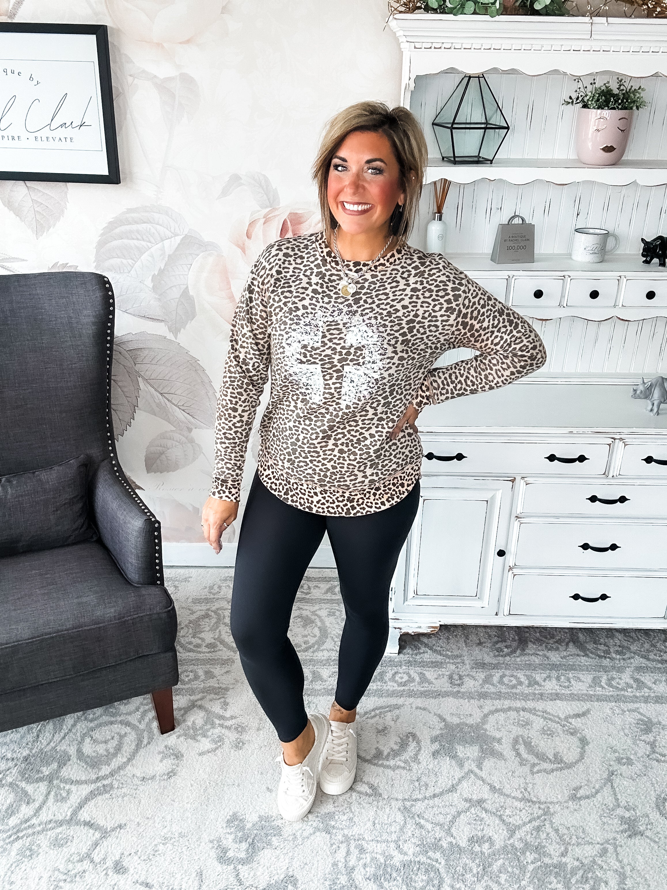 Grunge Cross Leopard Pullover