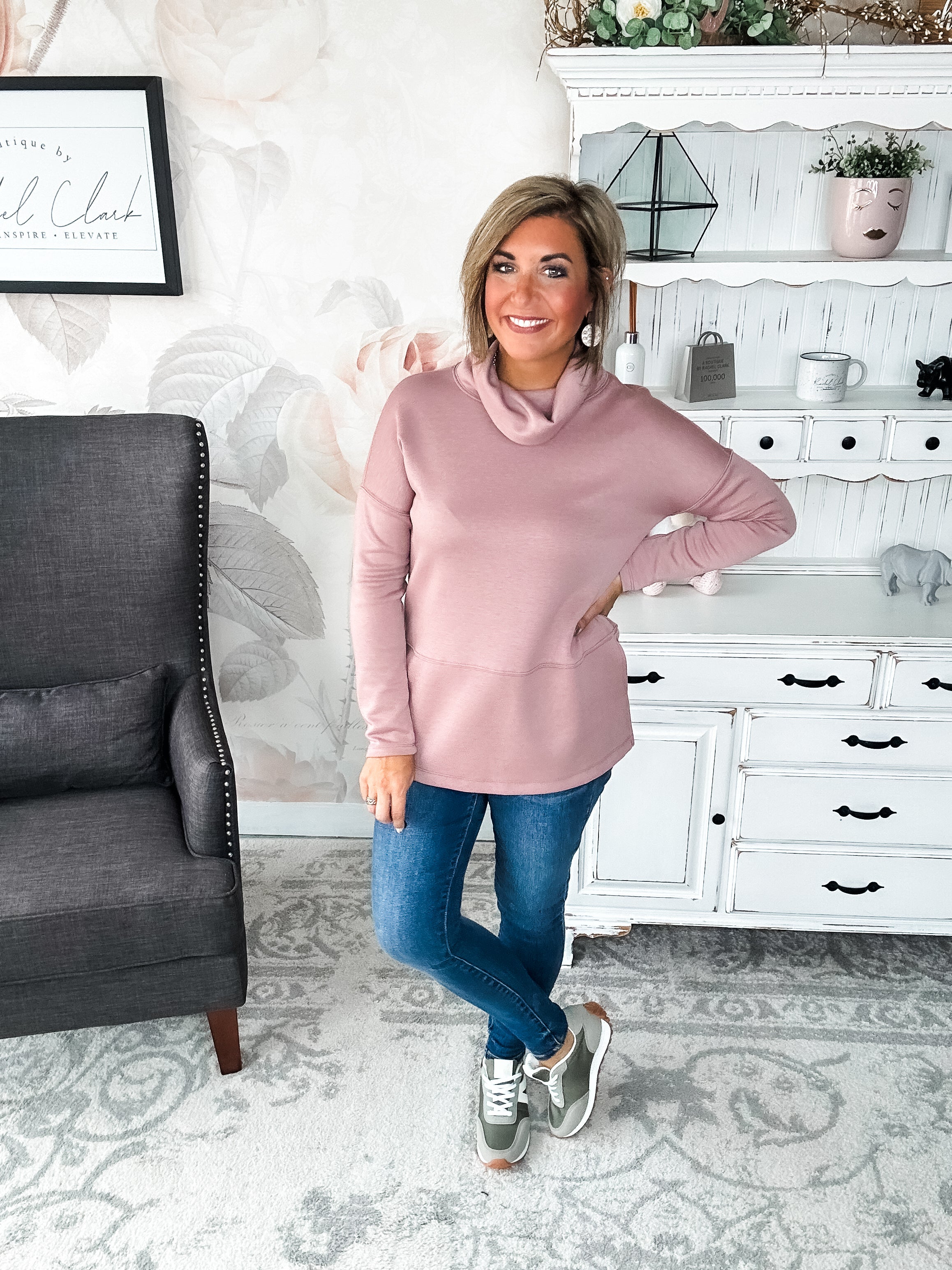 Cozy On The Weekend Cowlneck - Mauve