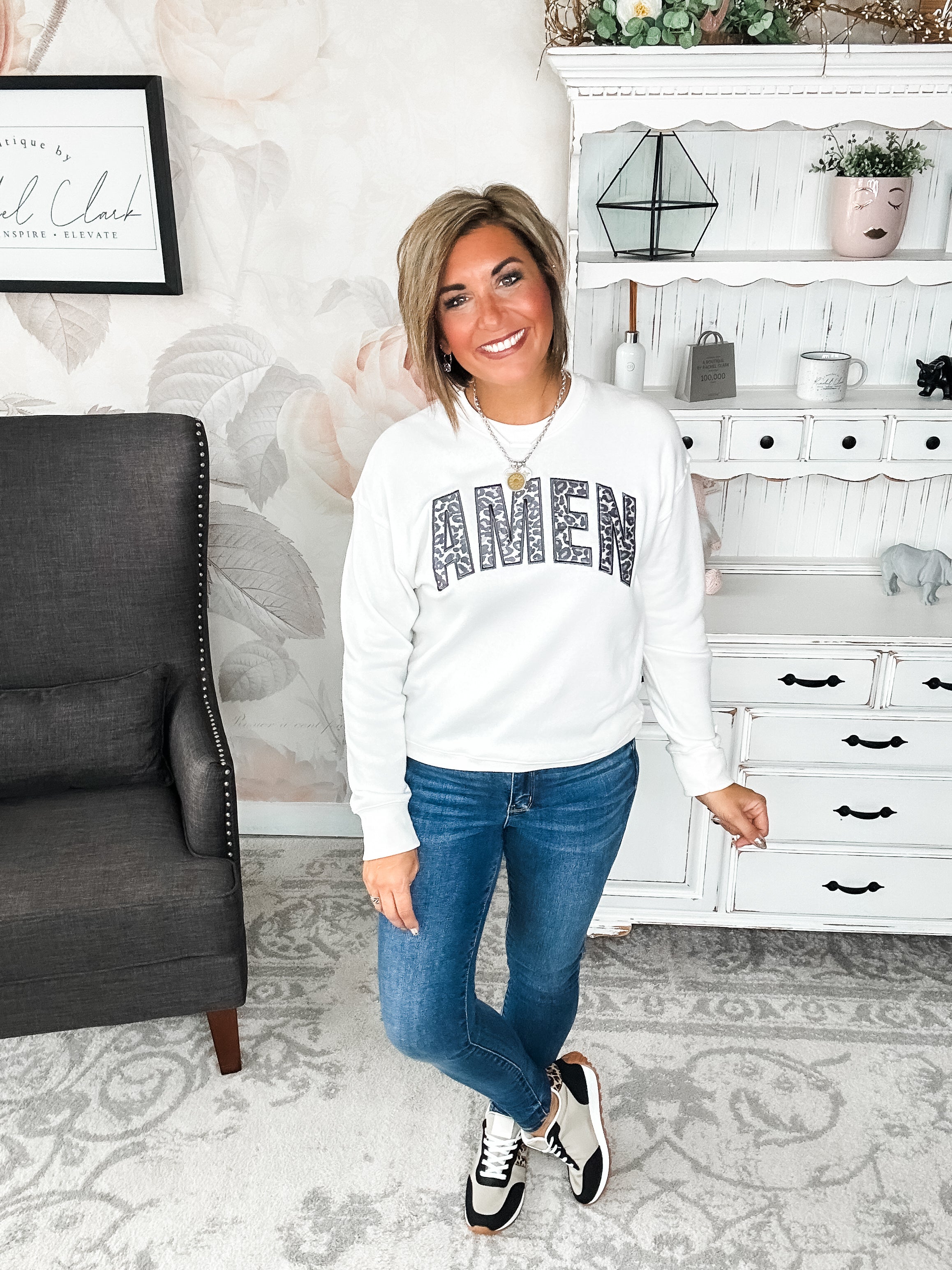 Amen Leopard Applique Sweatshirt