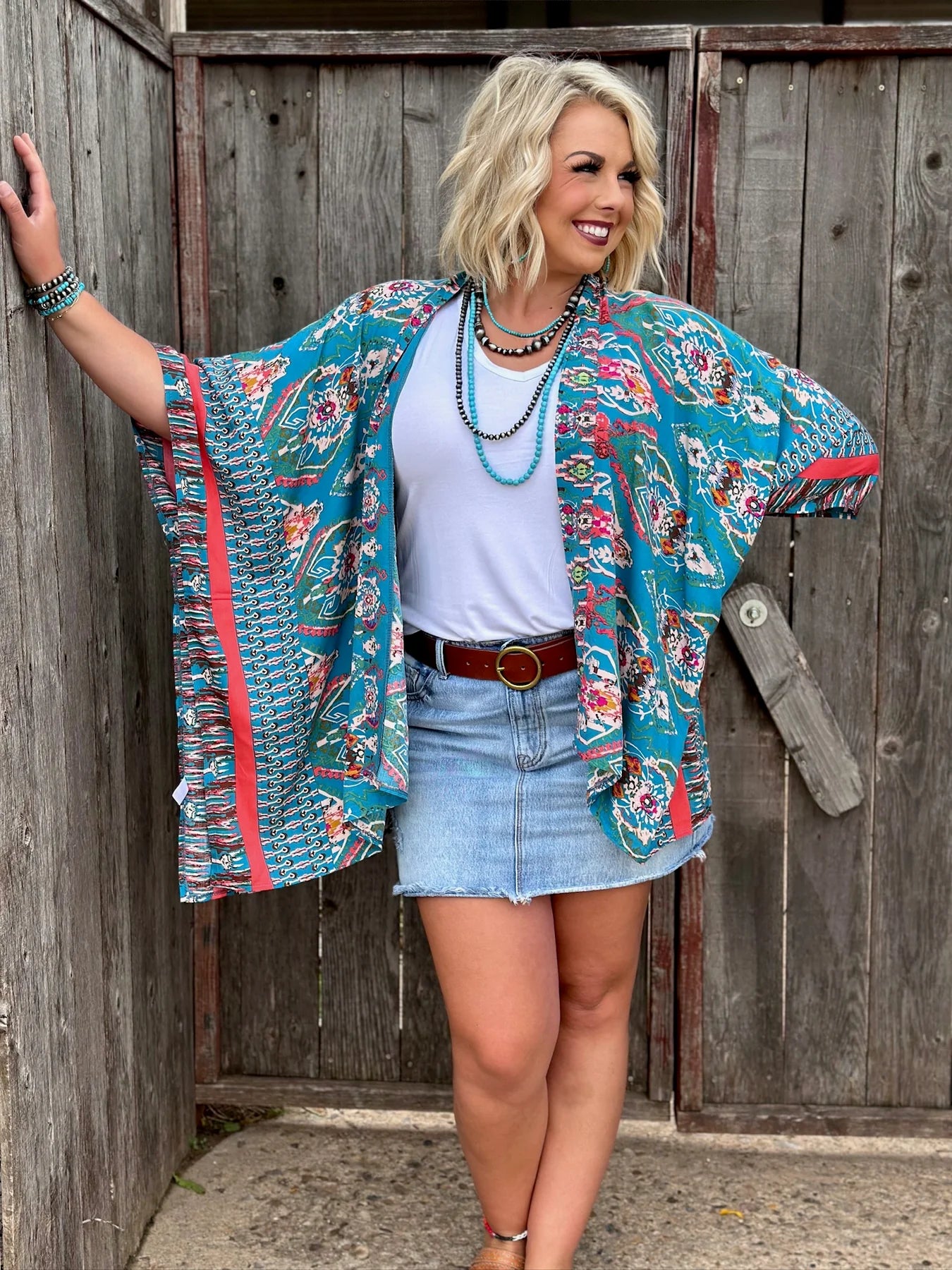 The Perfect Mix Kimono - Turquoise