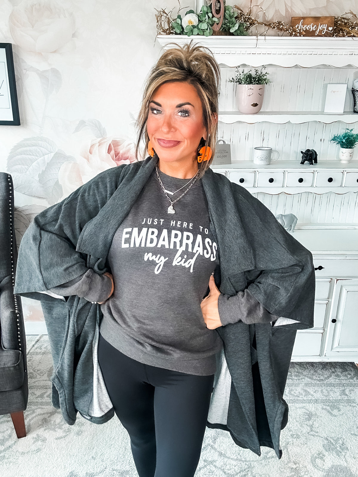That's Not All Open Front Jacket - Charcoal