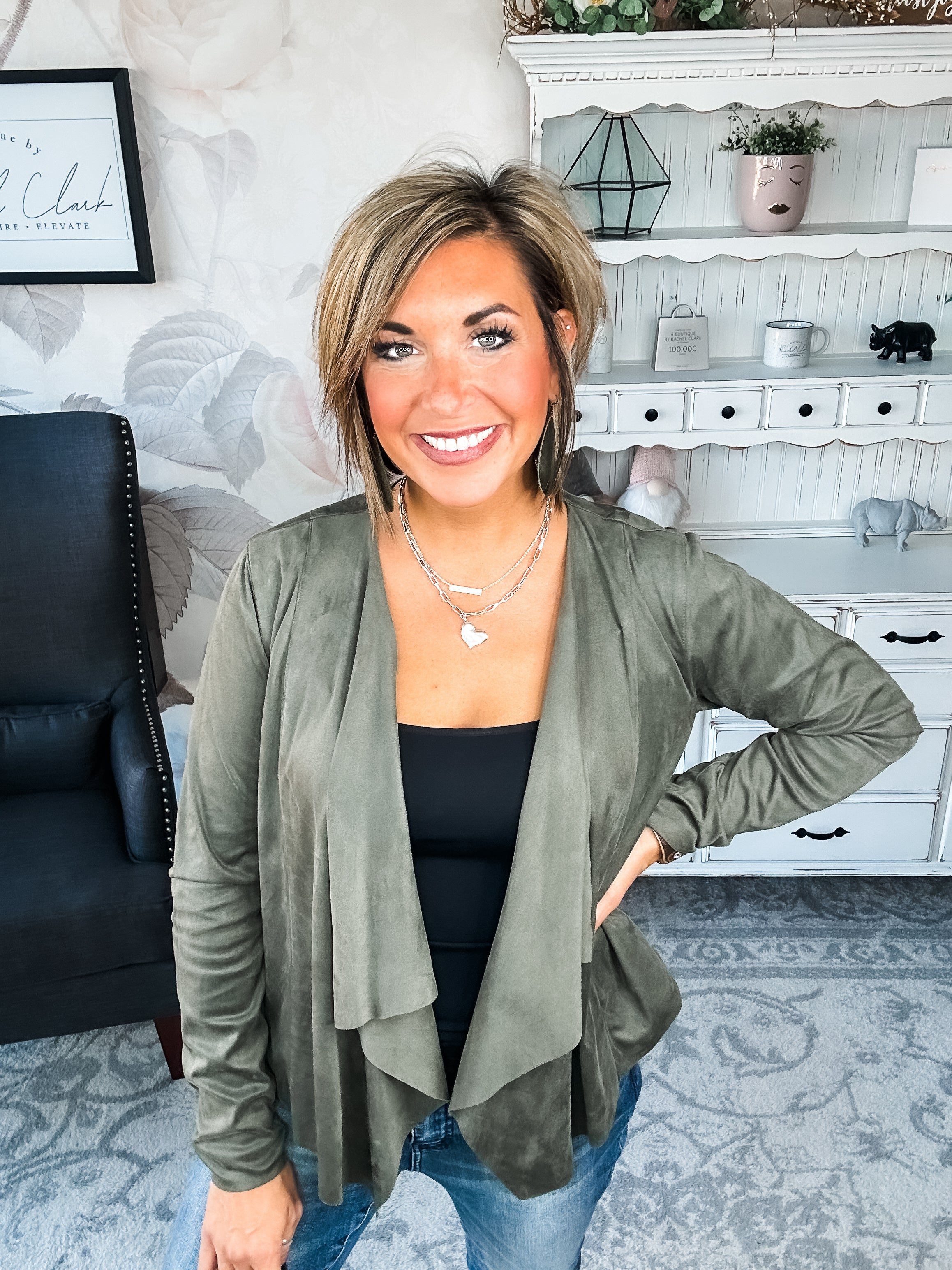 Wide Awake Sueded Moto Jacket - Olive