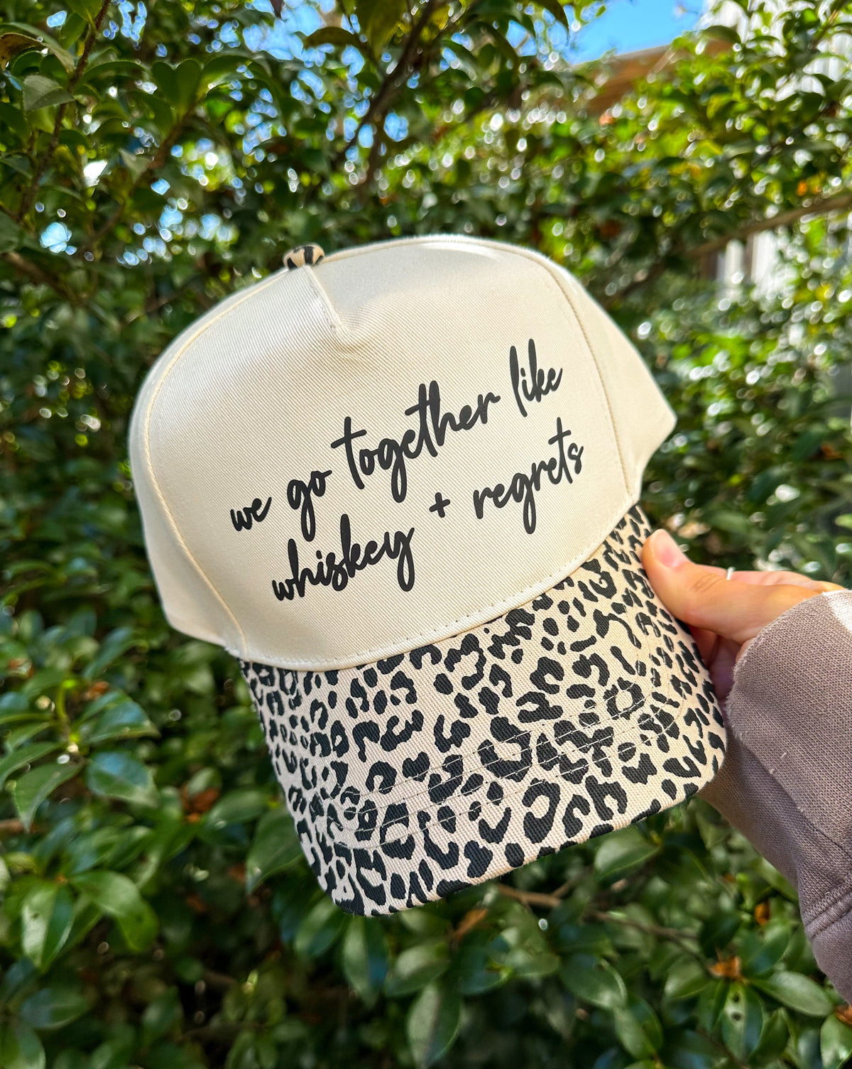 Whiskey & Regrets Leopard Canvas Trucker Hat *ONLINE EXCLUSIVE*