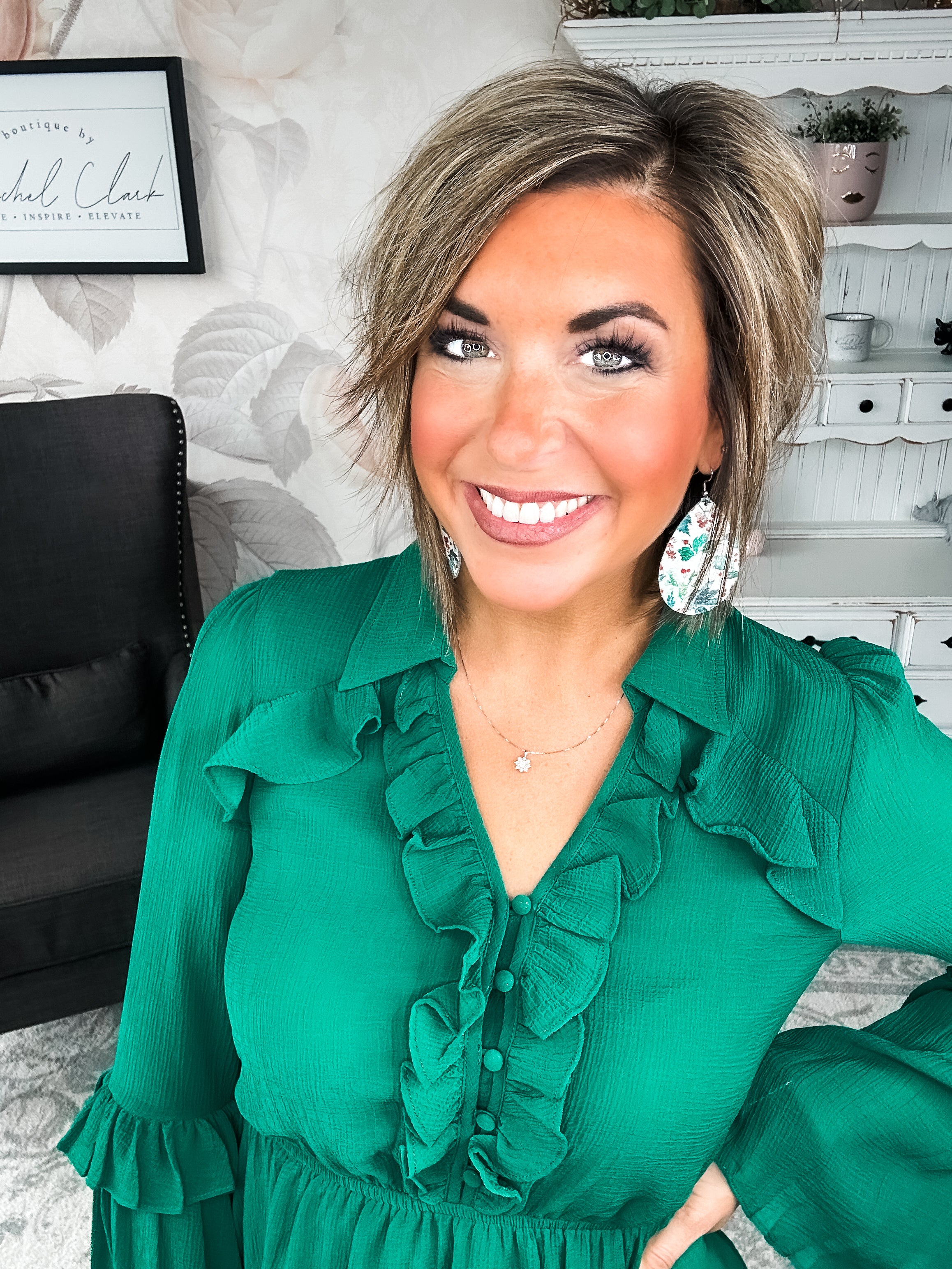 Light the Fire Pleated Dress - Hunter Green