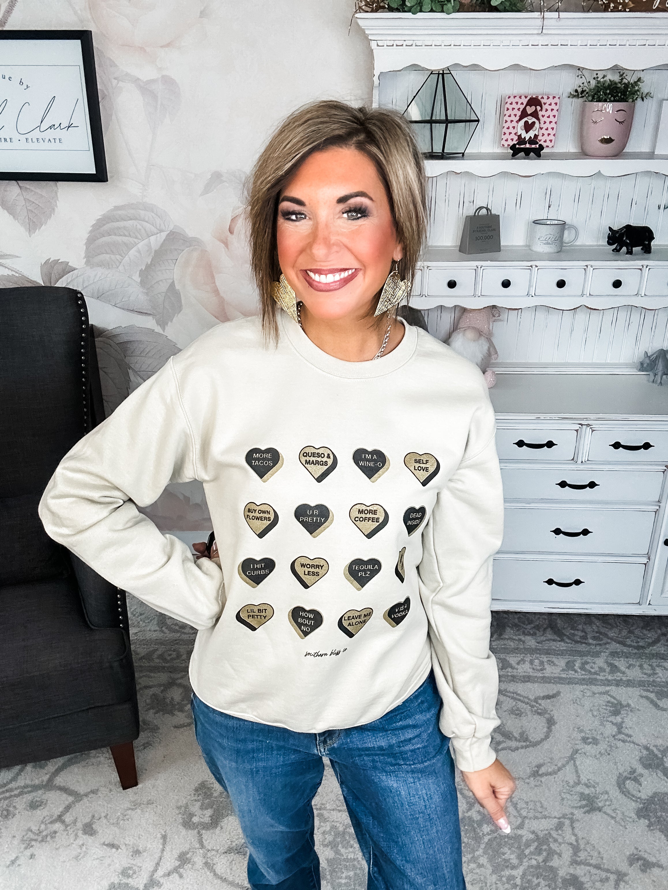 Snarky Glitter Conversation Hearts Sweatshirt