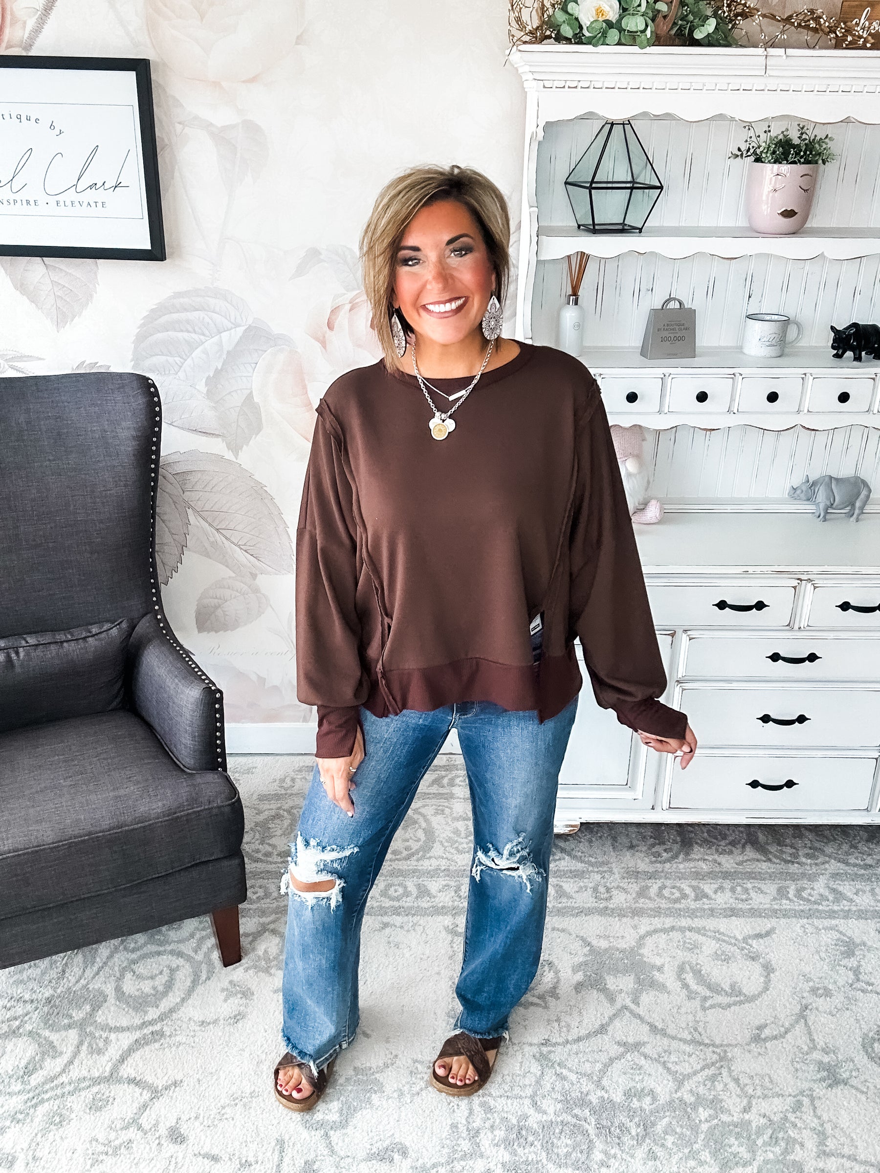 Still Be Here Pullover - Brown