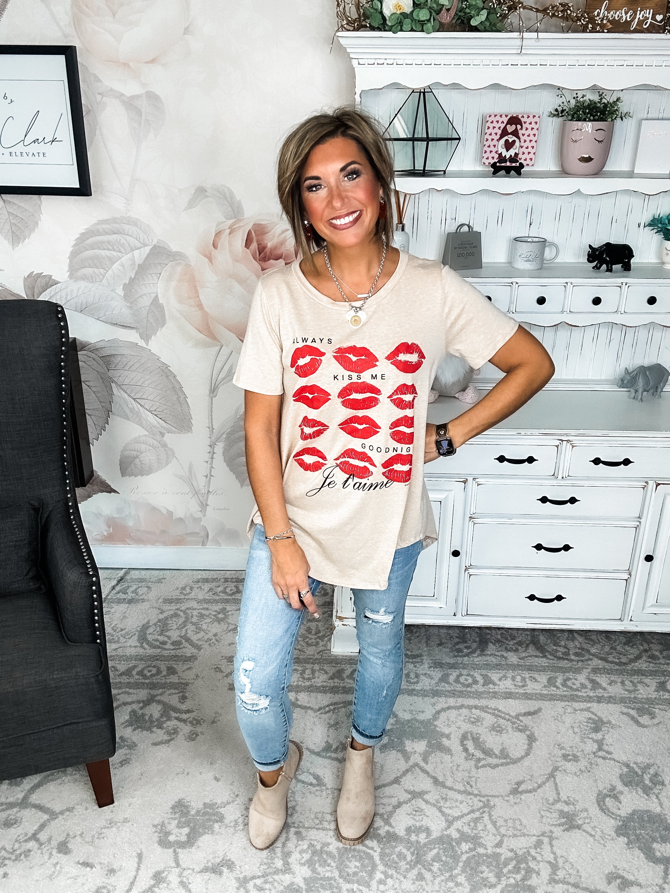 Always Kiss Me Goodnight Scoop Neck Graphic Tee