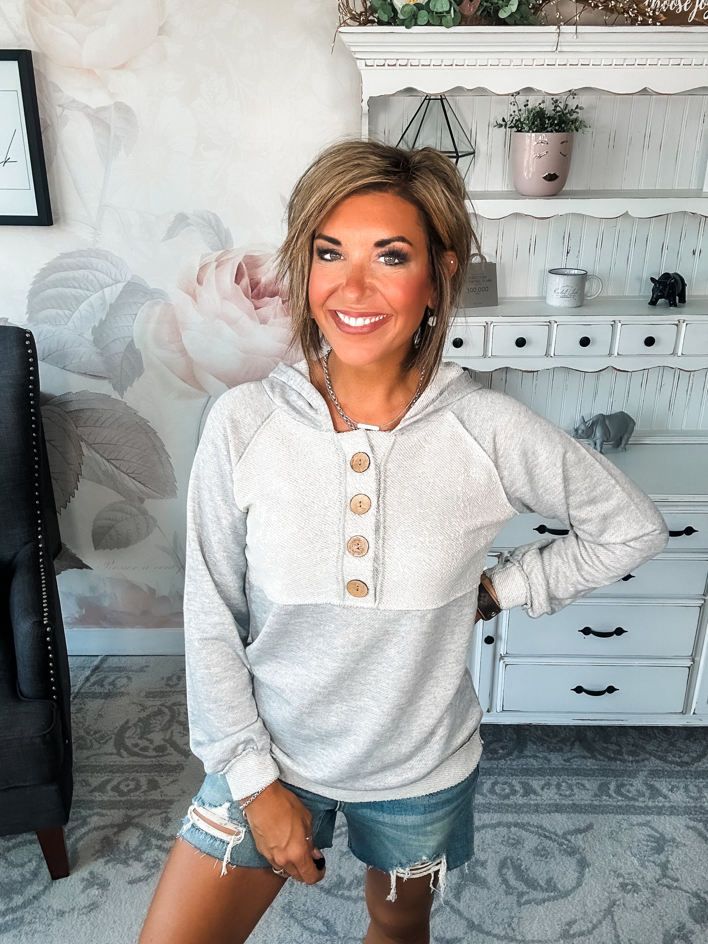 Turn My Head Hoodie - Heather Grey