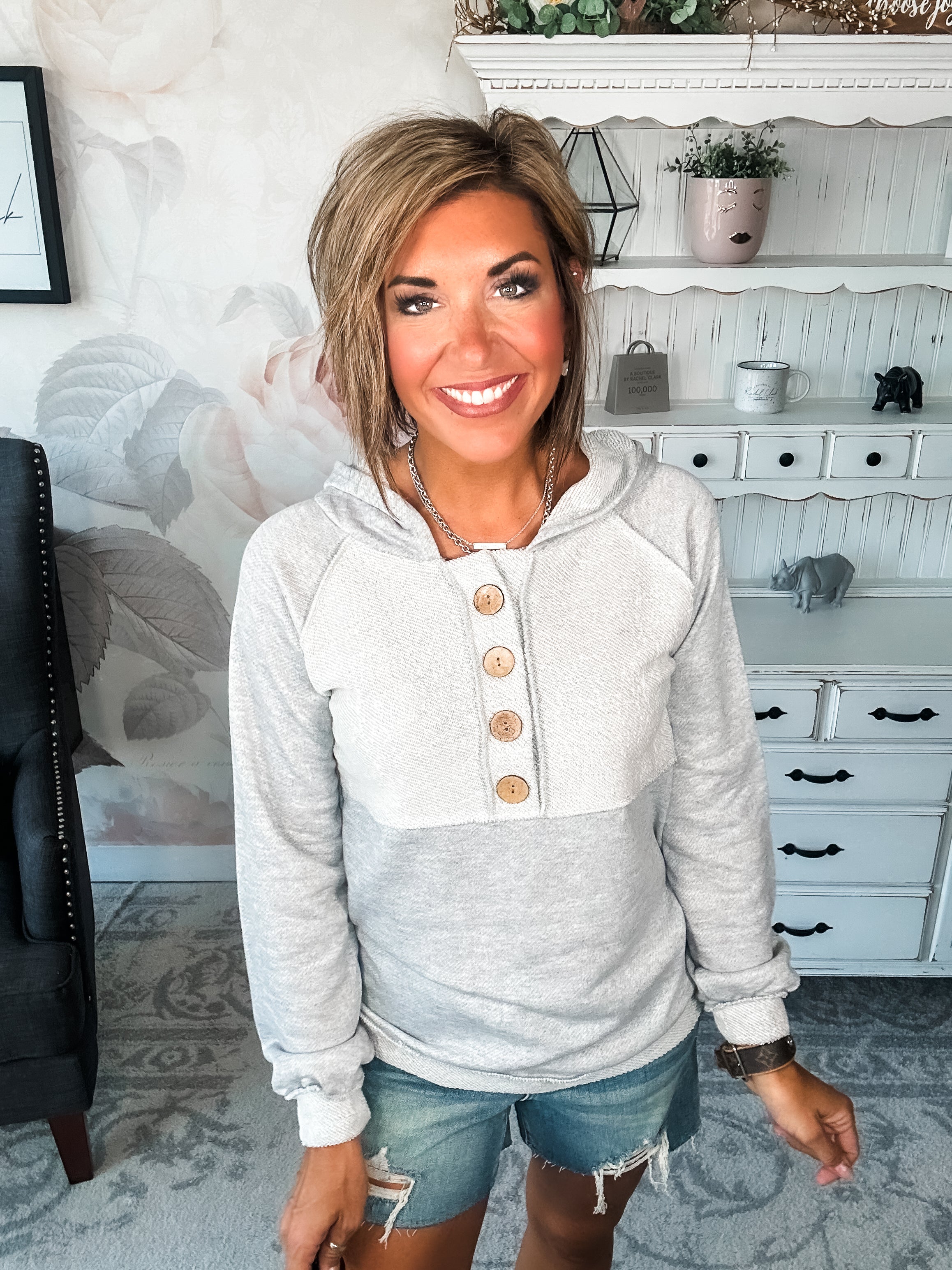 Turn My Head Hoodie - Heather Grey