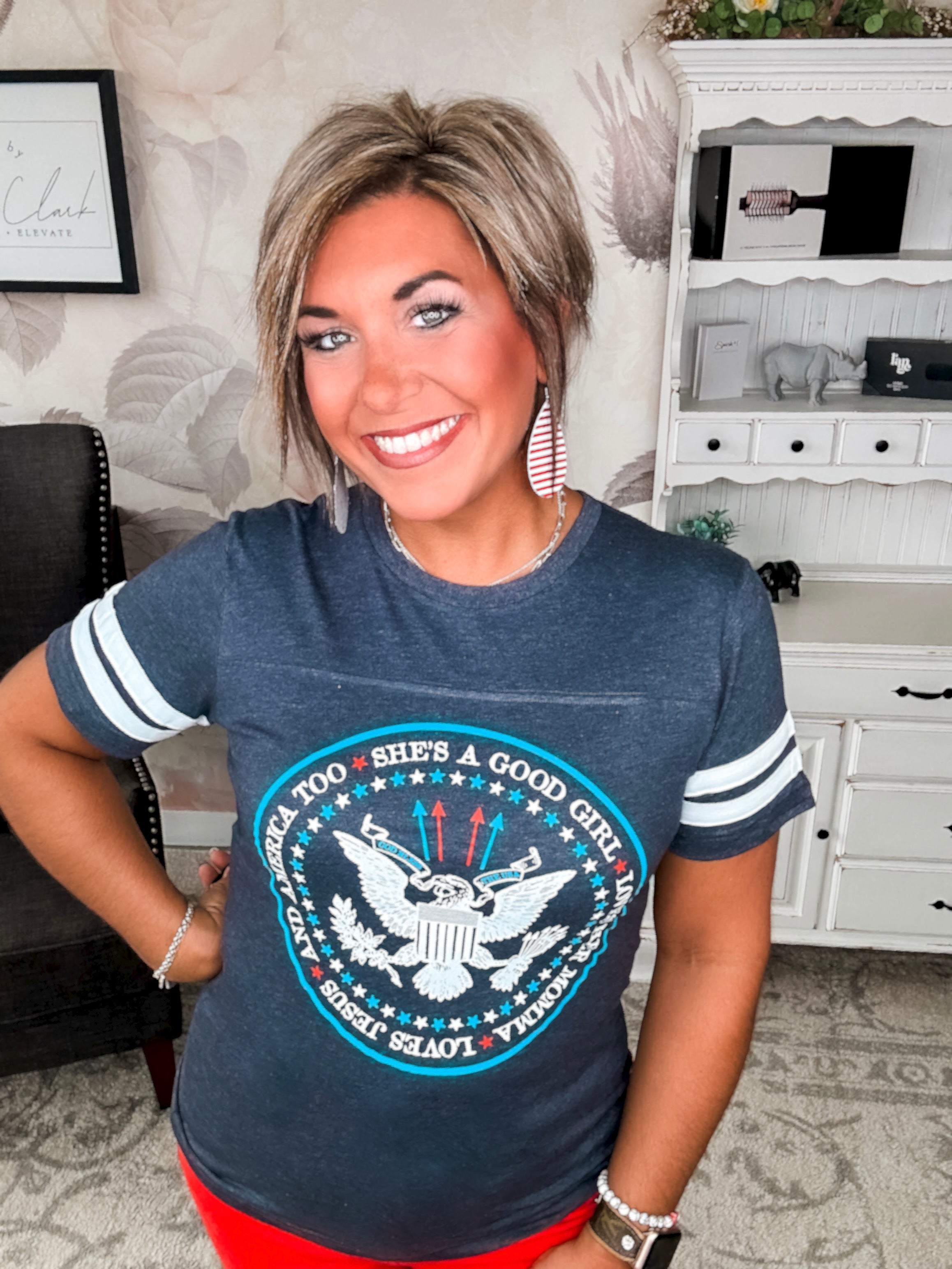 She's a good girl, love her mama, loves Jesus and America too