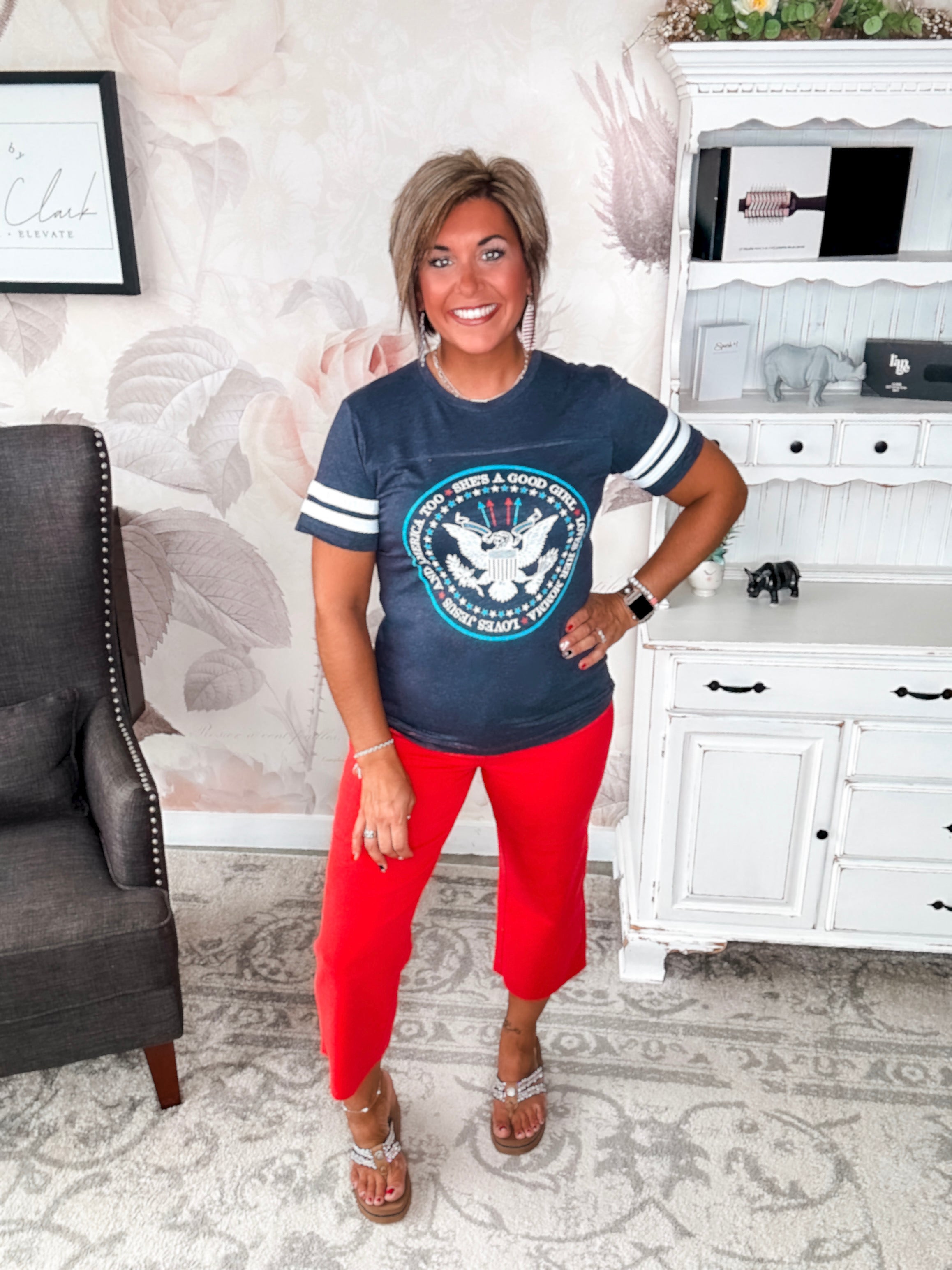 She's a good girl, love her mama, loves Jesus and America too