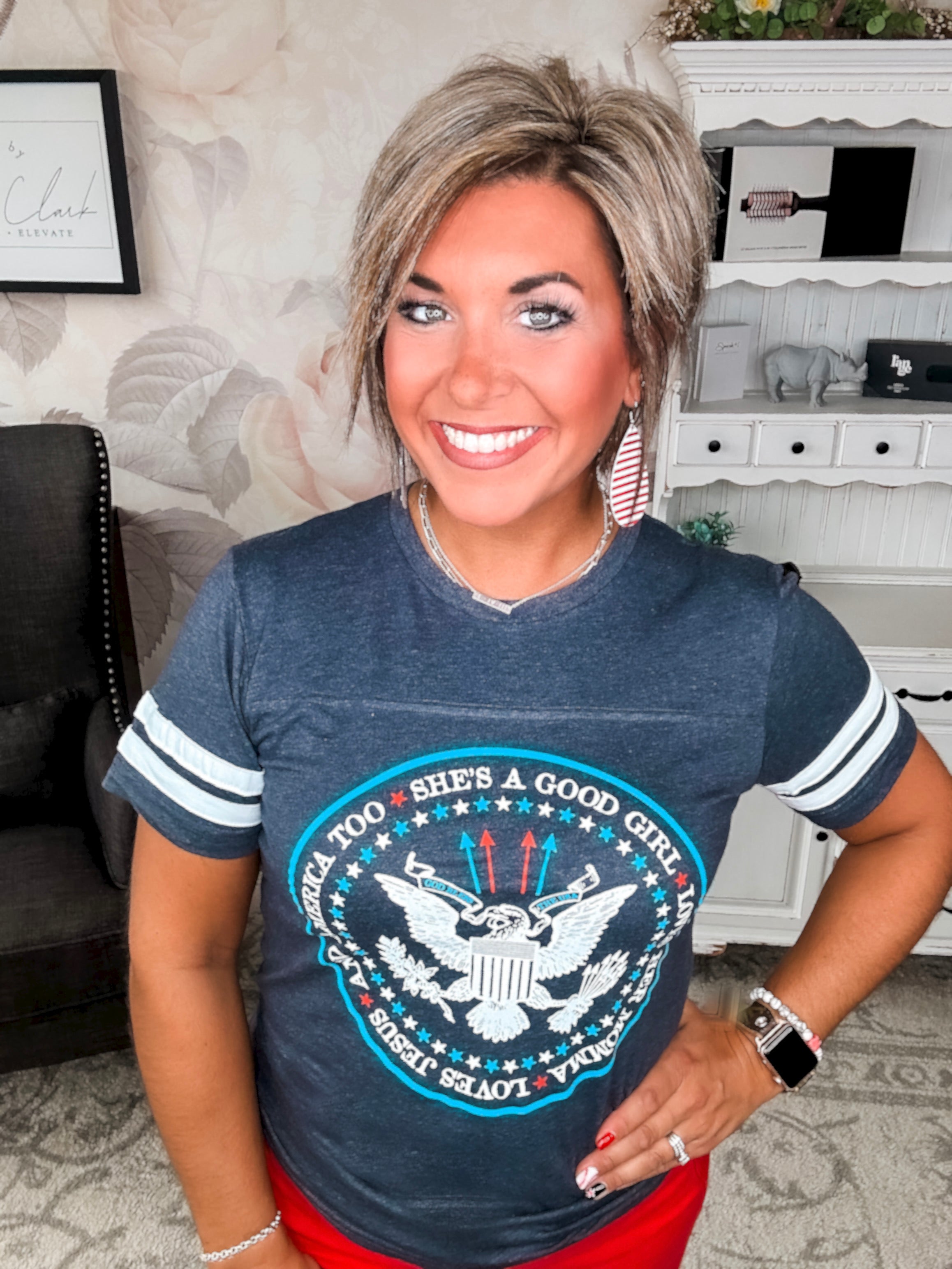 She's a good girl, love her mama, loves Jesus and America too