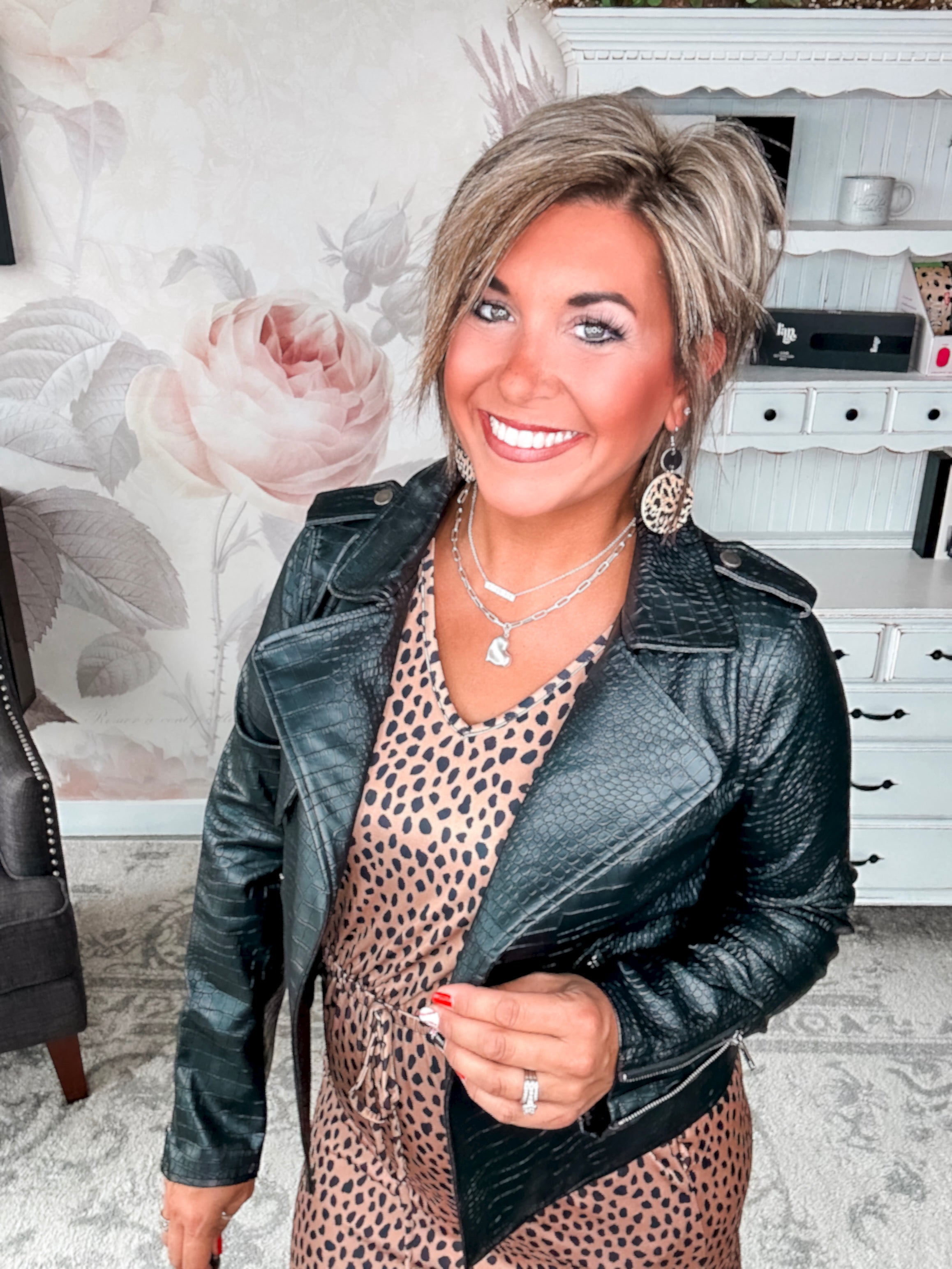 Free to Go Vegan Leather Biker Jacket