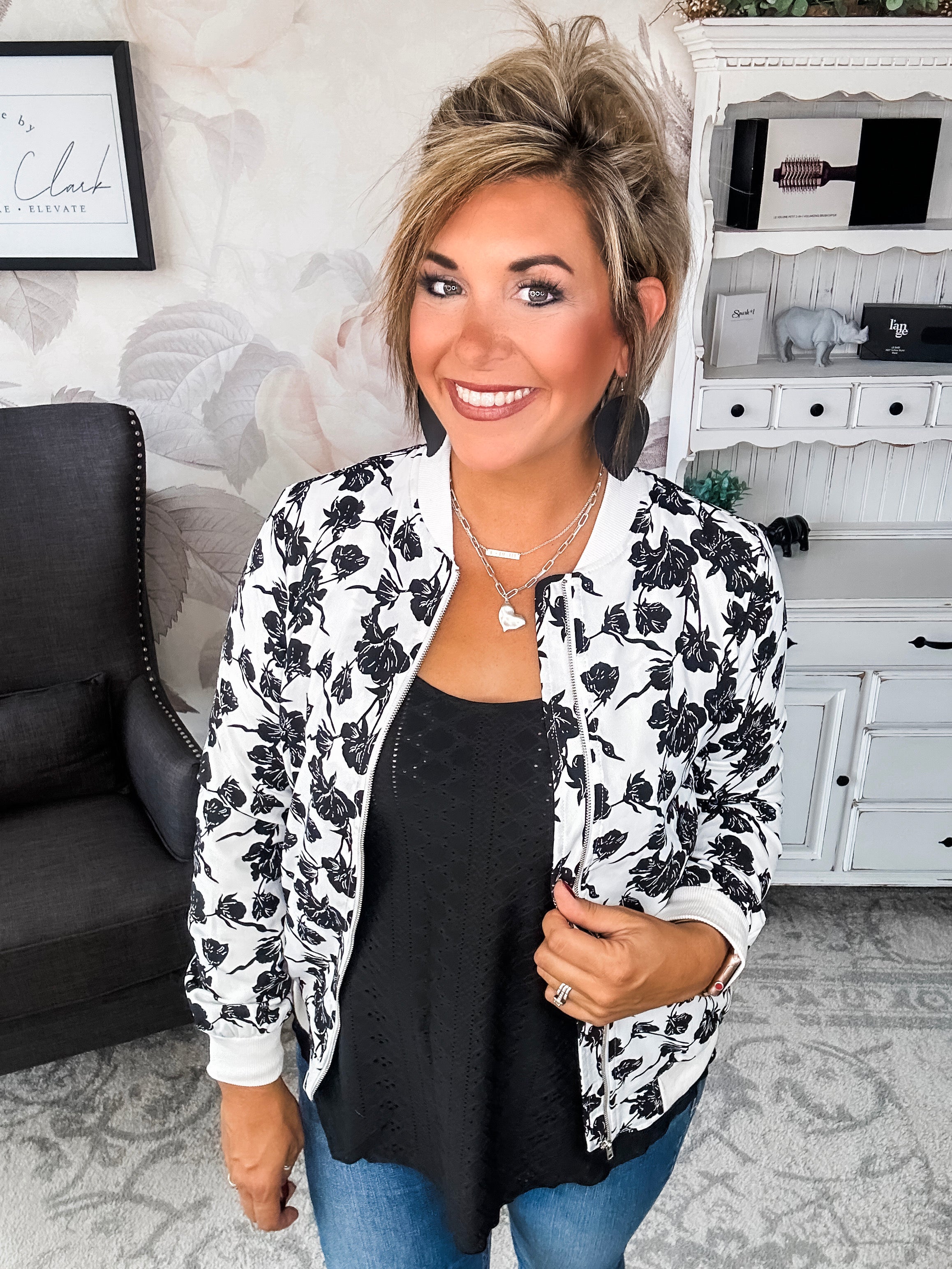 Ampersand Avenue Bomber Jacket - Floral Symphony