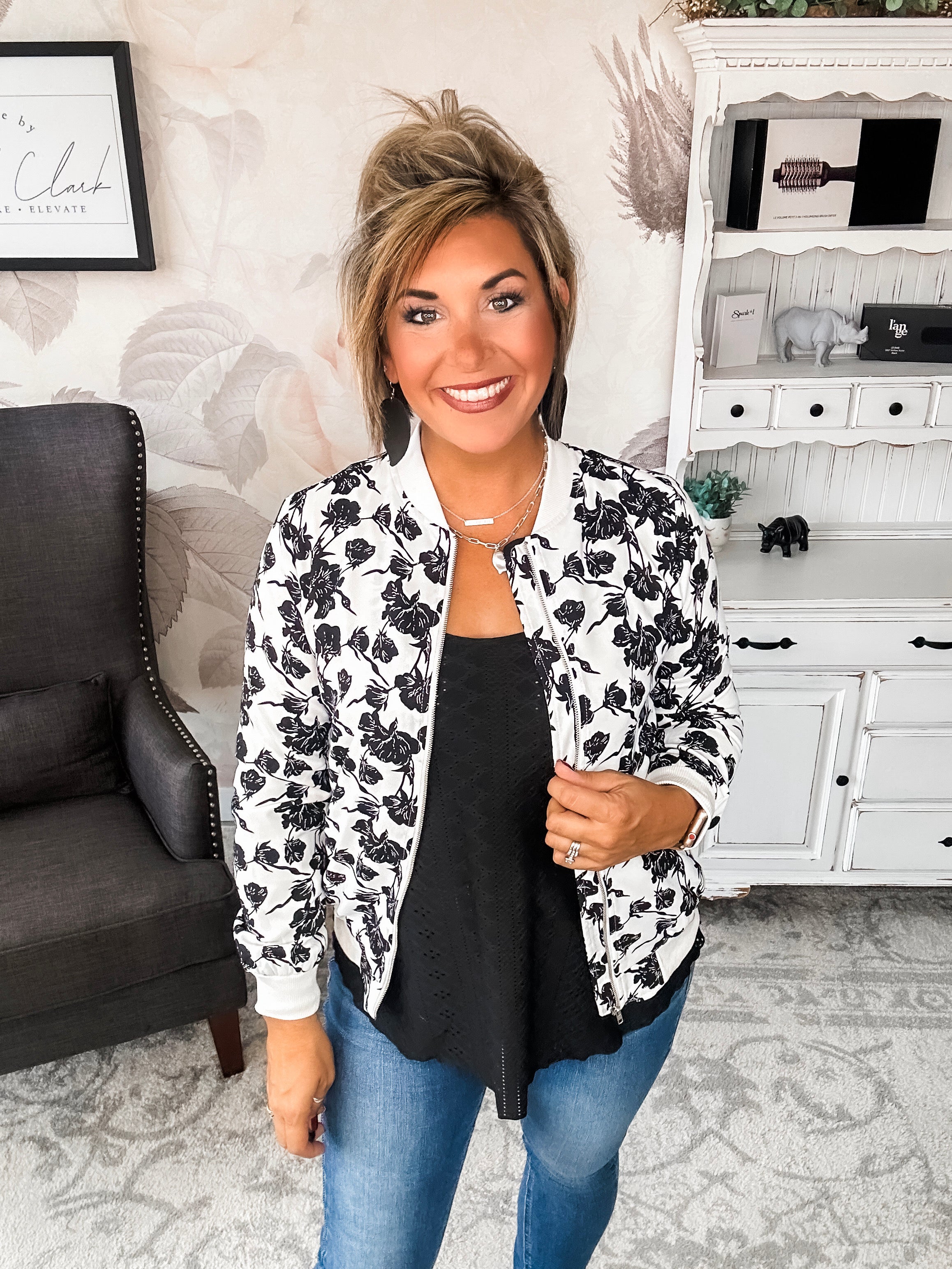 Ampersand Avenue Bomber Jacket - Floral Symphony