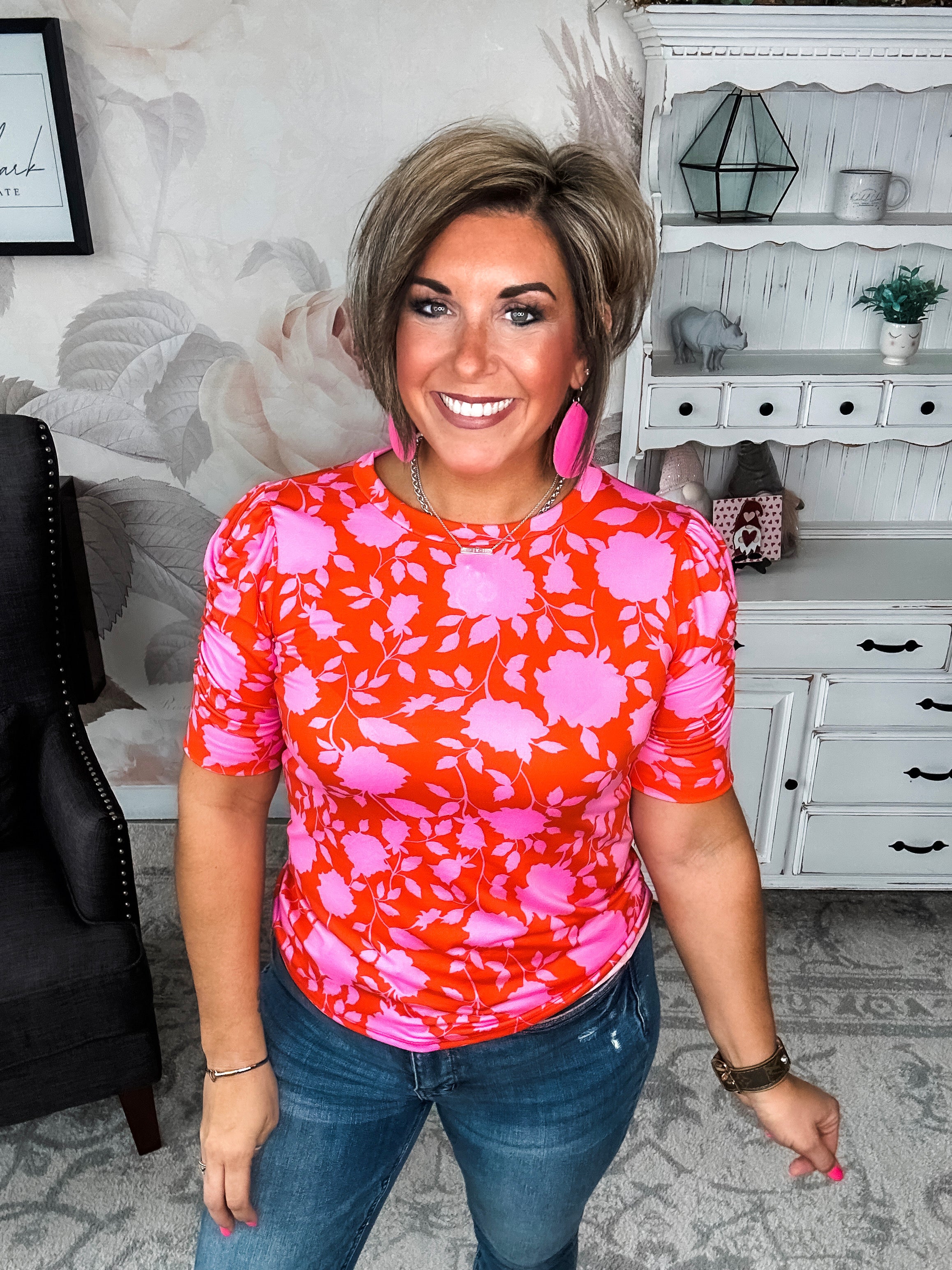 Enchanted To Meet You Top - Pink & Coral